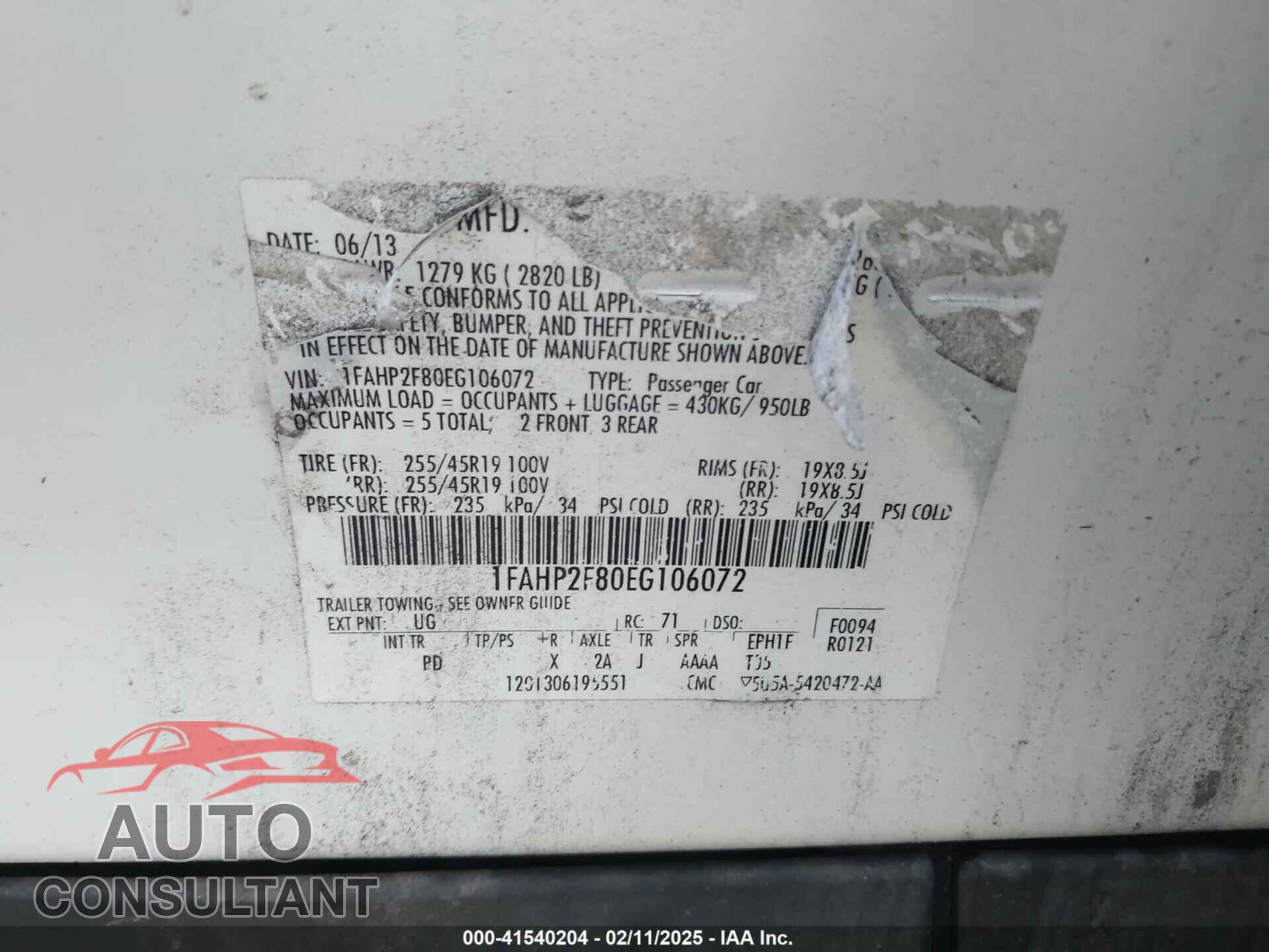 FORD TAURUS 2014 - 1FAHP2F80EG106072