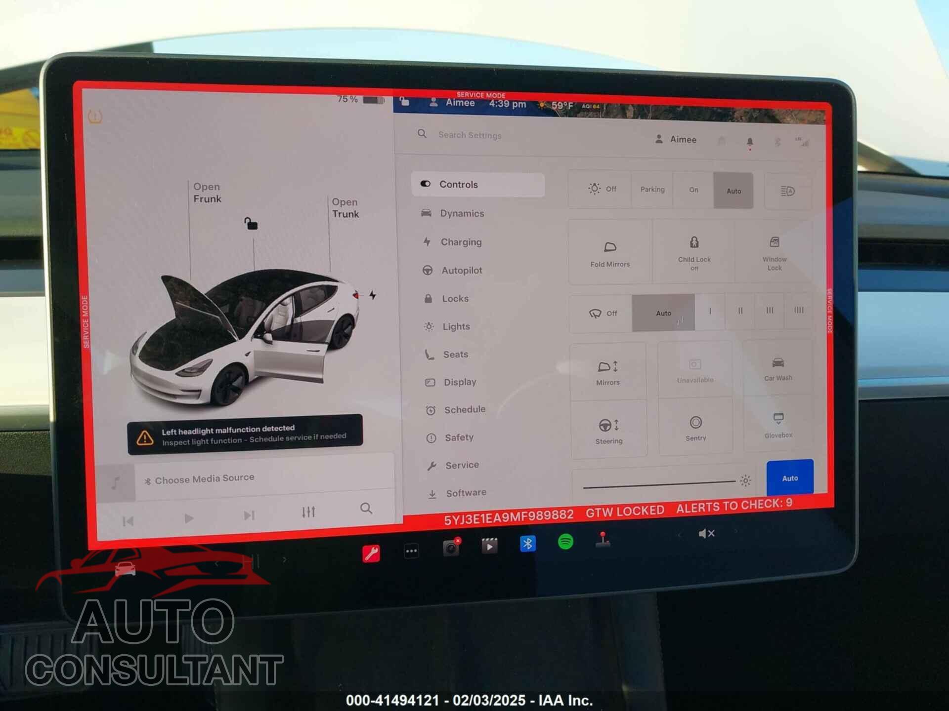 TESLA MODEL 3 2021 - 5YJ3E1EA9MF989882