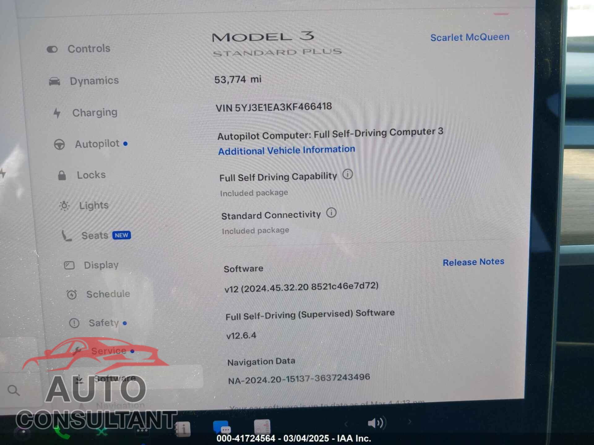 TESLA MODEL 3 2019 - 5YJ3E1EA3KF466418