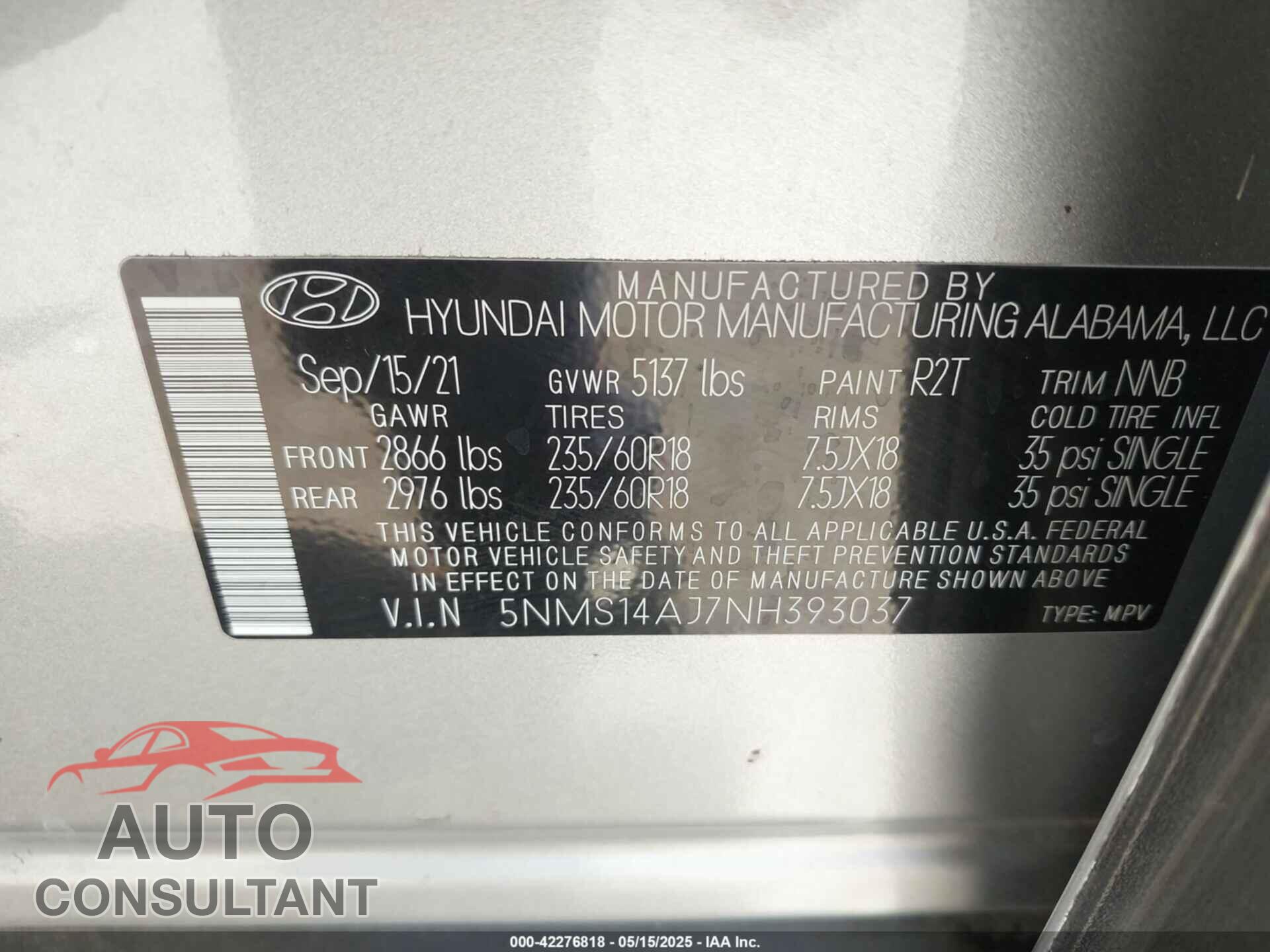 HYUNDAI SANTA FE 2022 - 5NMS14AJ7NH393037