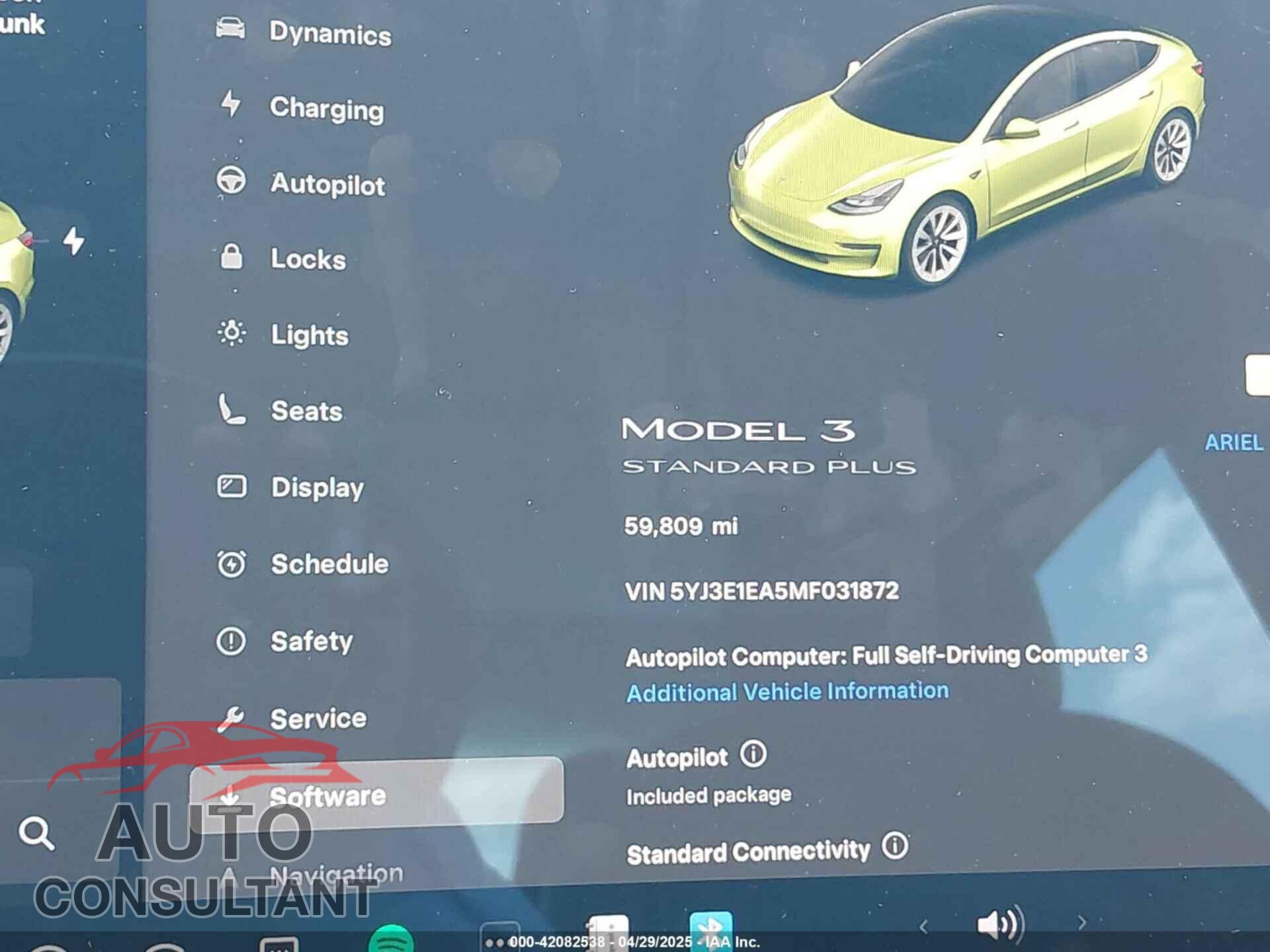 TESLA MODEL 3 2021 - 5YJ3E1EA5MF031872