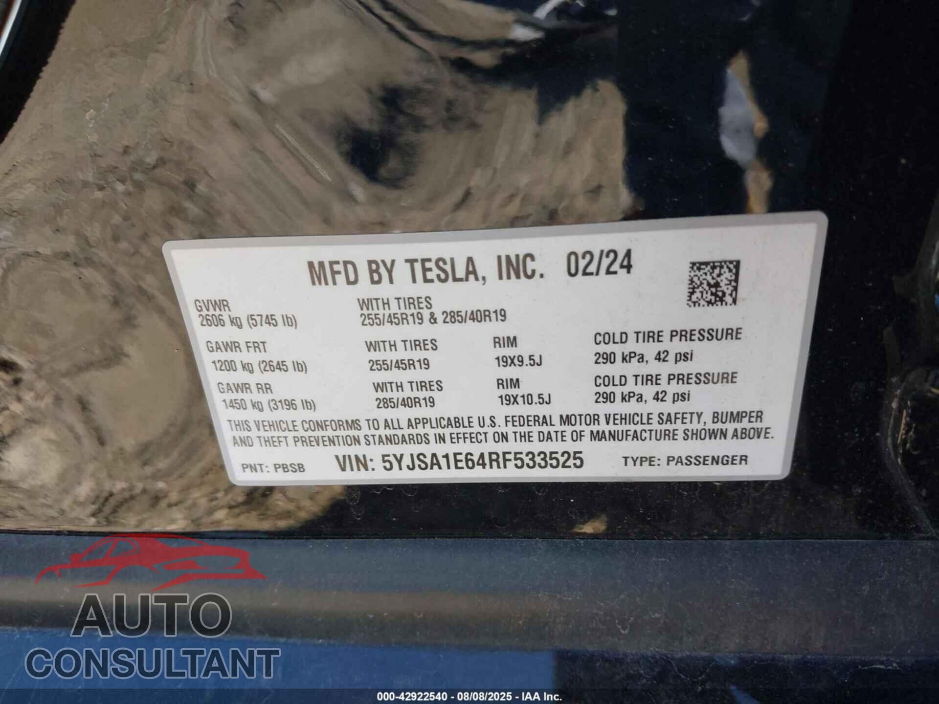 TESLA MODEL S 2024 - 5YJSA1E64RF533525