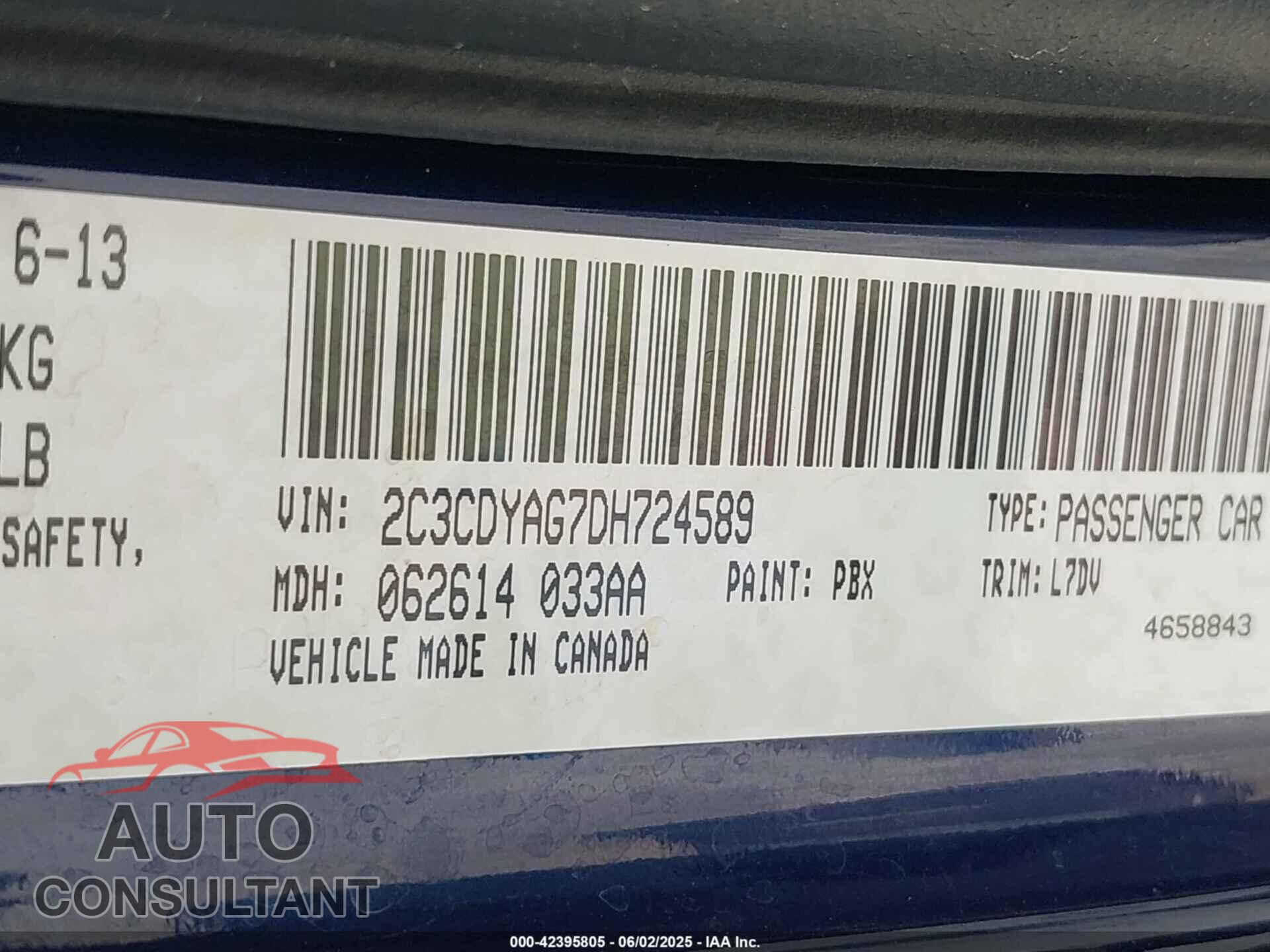 DODGE CHALLENGER 2013 - 2C3CDYAG7DH724589