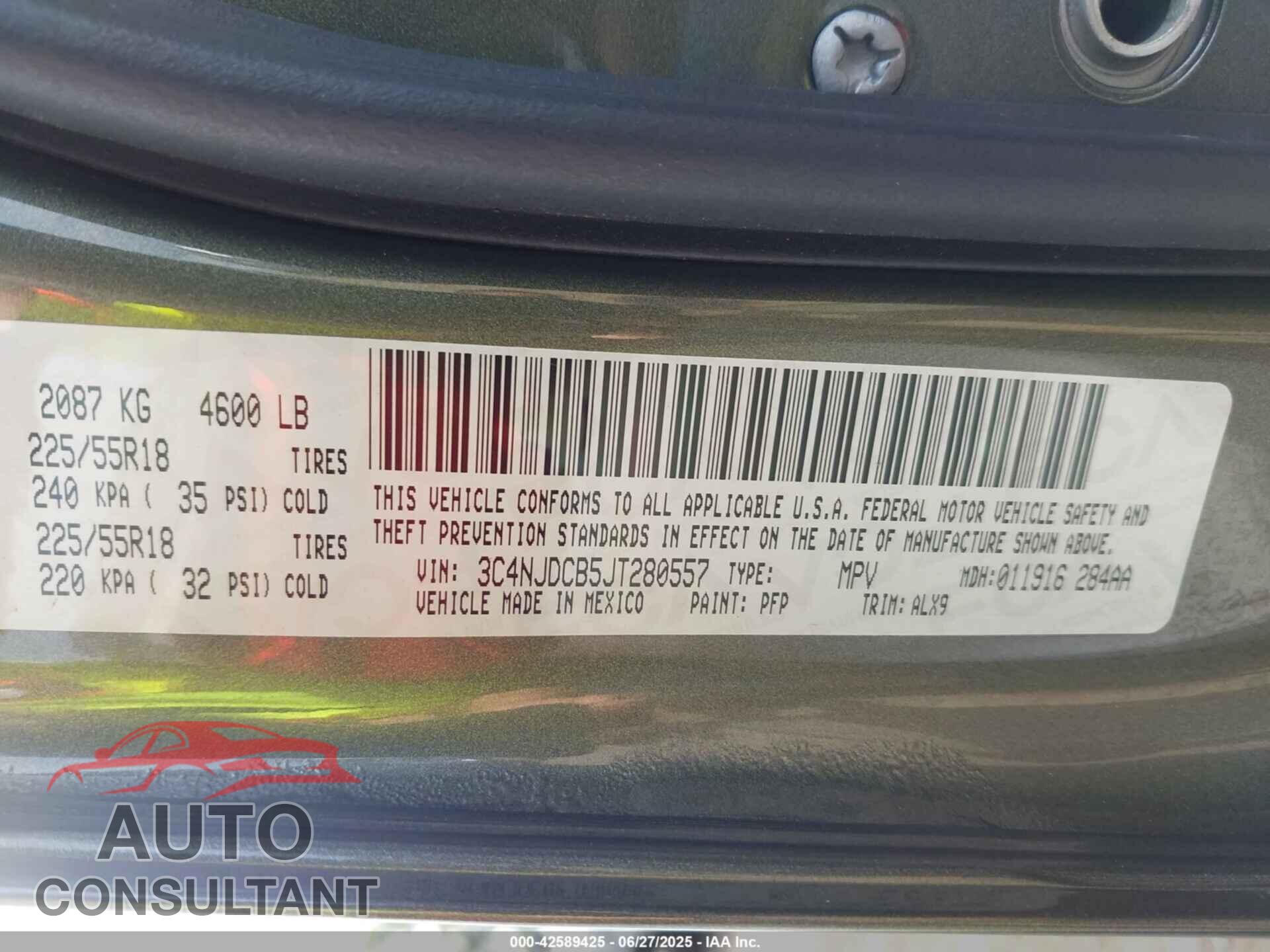 JEEP COMPASS 2018 - 3C4NJDCB5JT280557