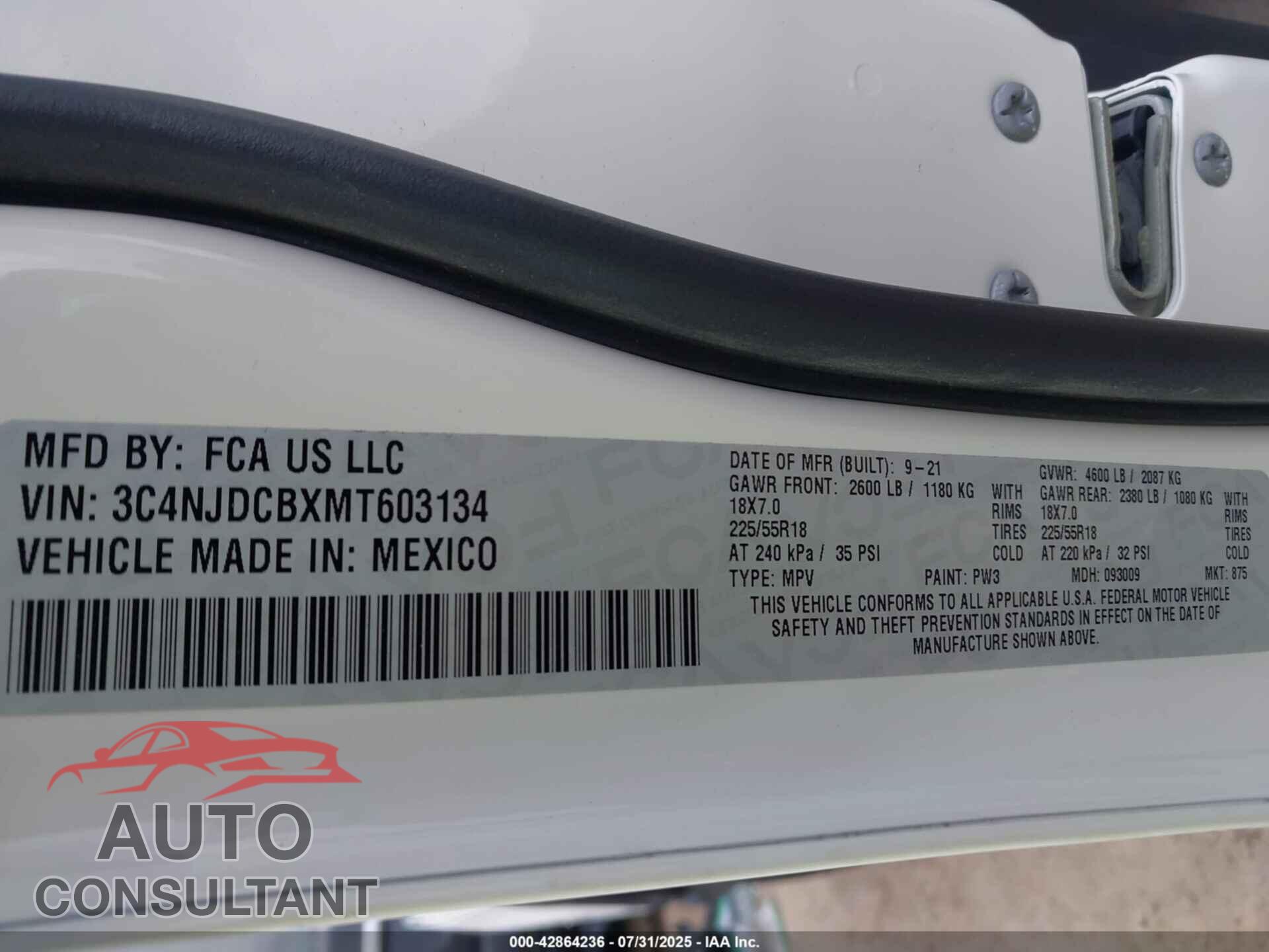 JEEP COMPASS 2021 - 3C4NJDCBXMT603134