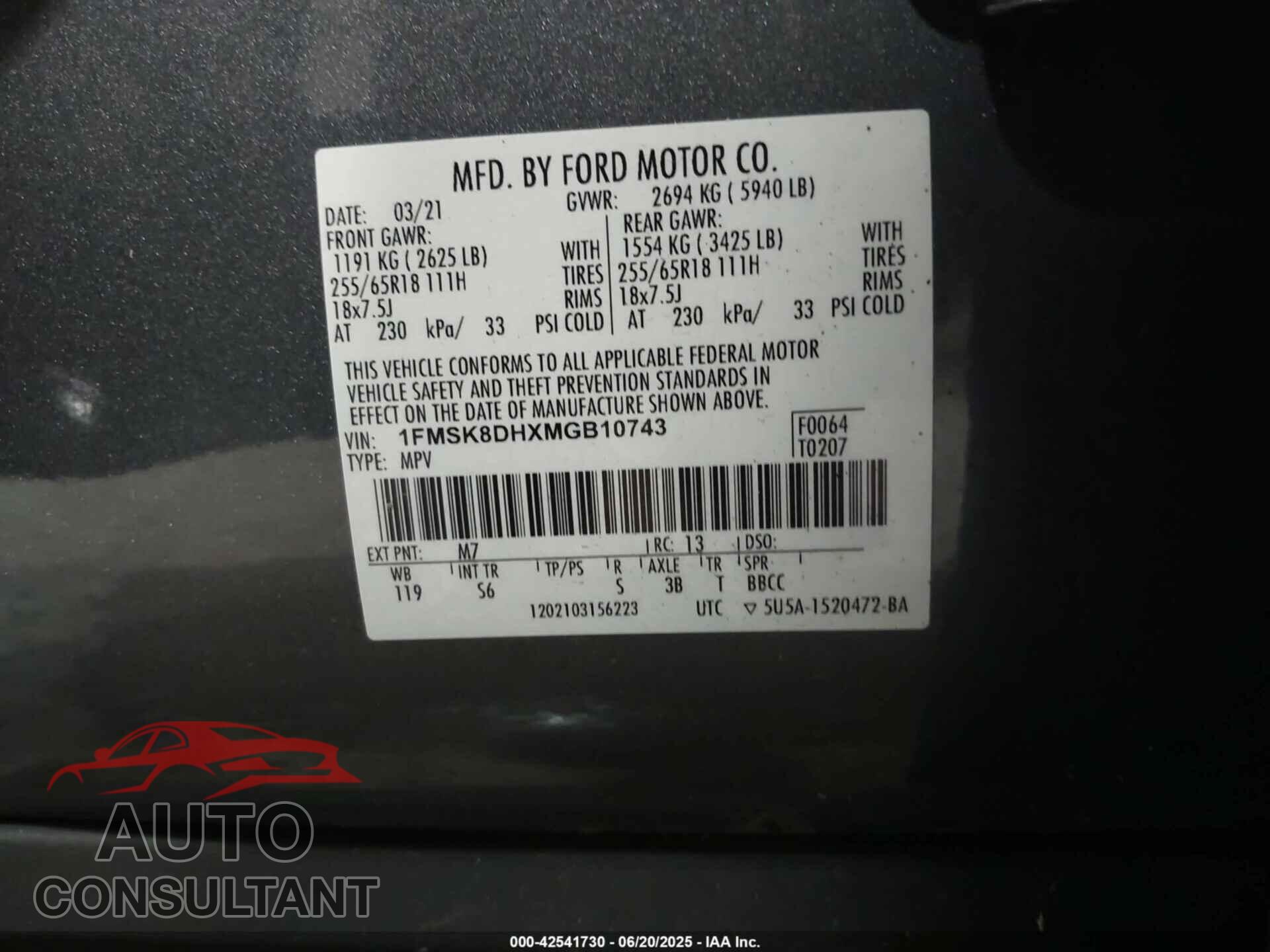 FORD EXPLORER 2021 - 1FMSK8DHXMGB10743