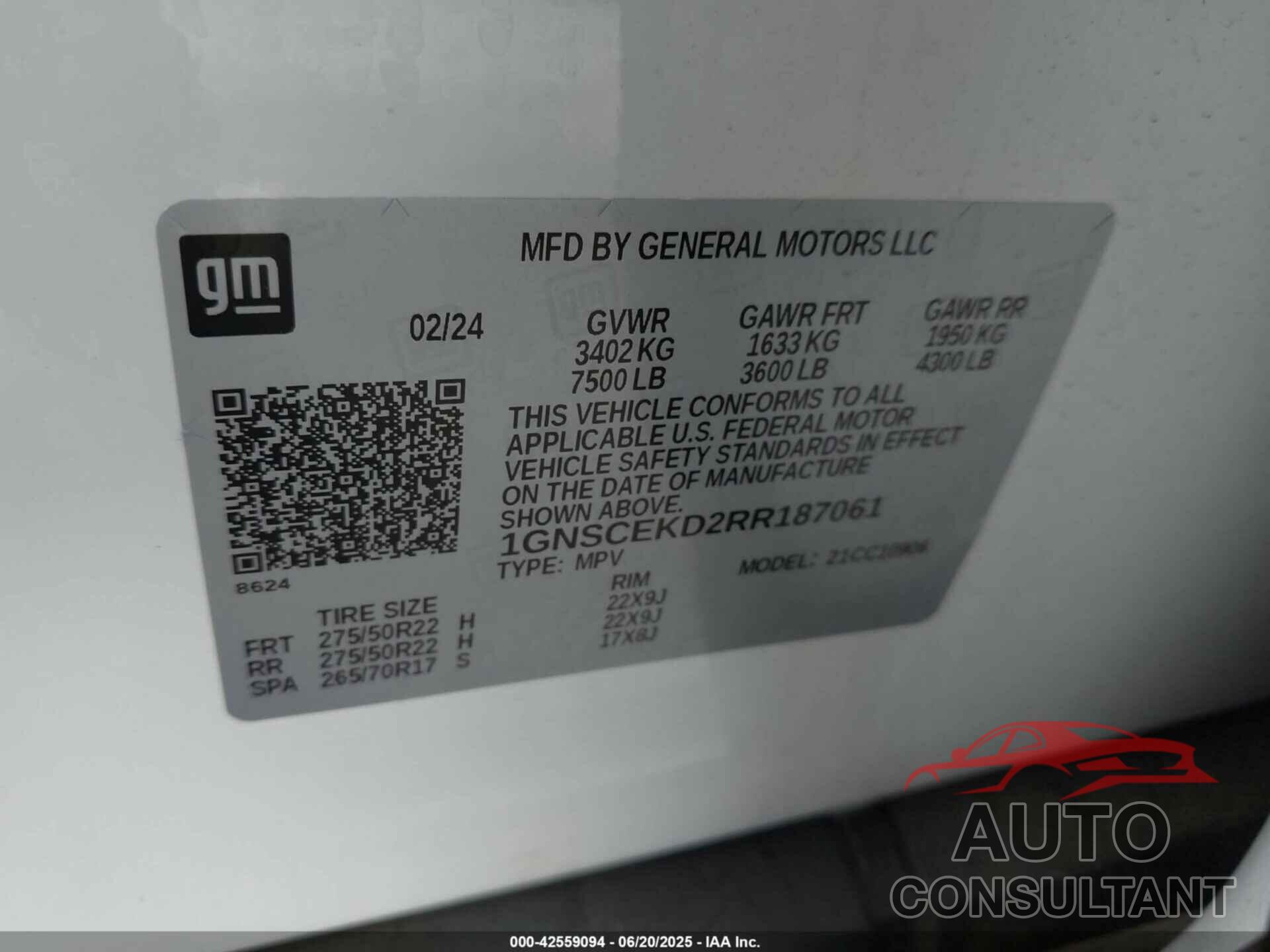 CHEVROLET SUBURBAN 2024 - 1GNSCEKD2RR187061