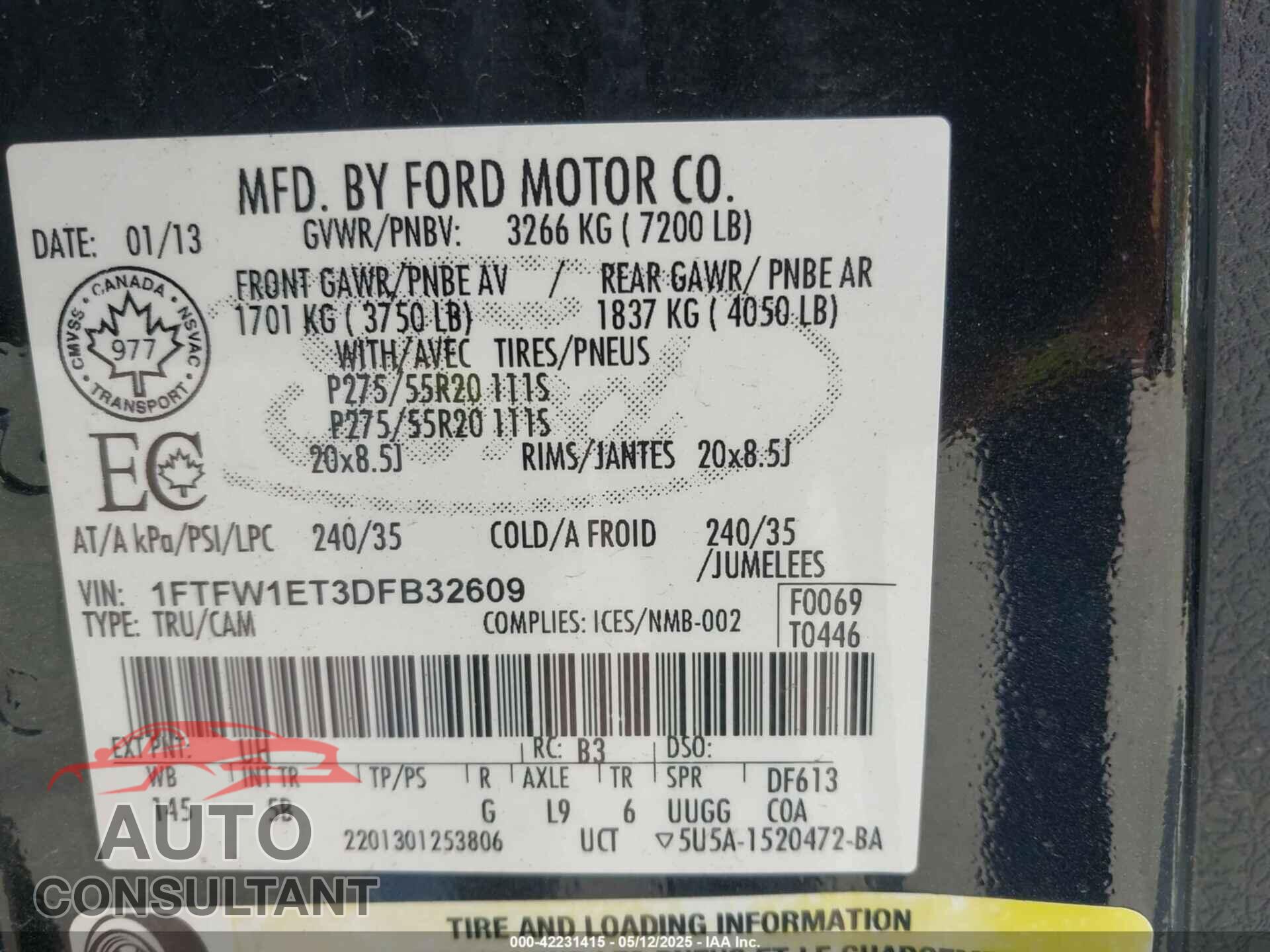 FORD F-150 2013 - 1FTFW1ET3DFB32609