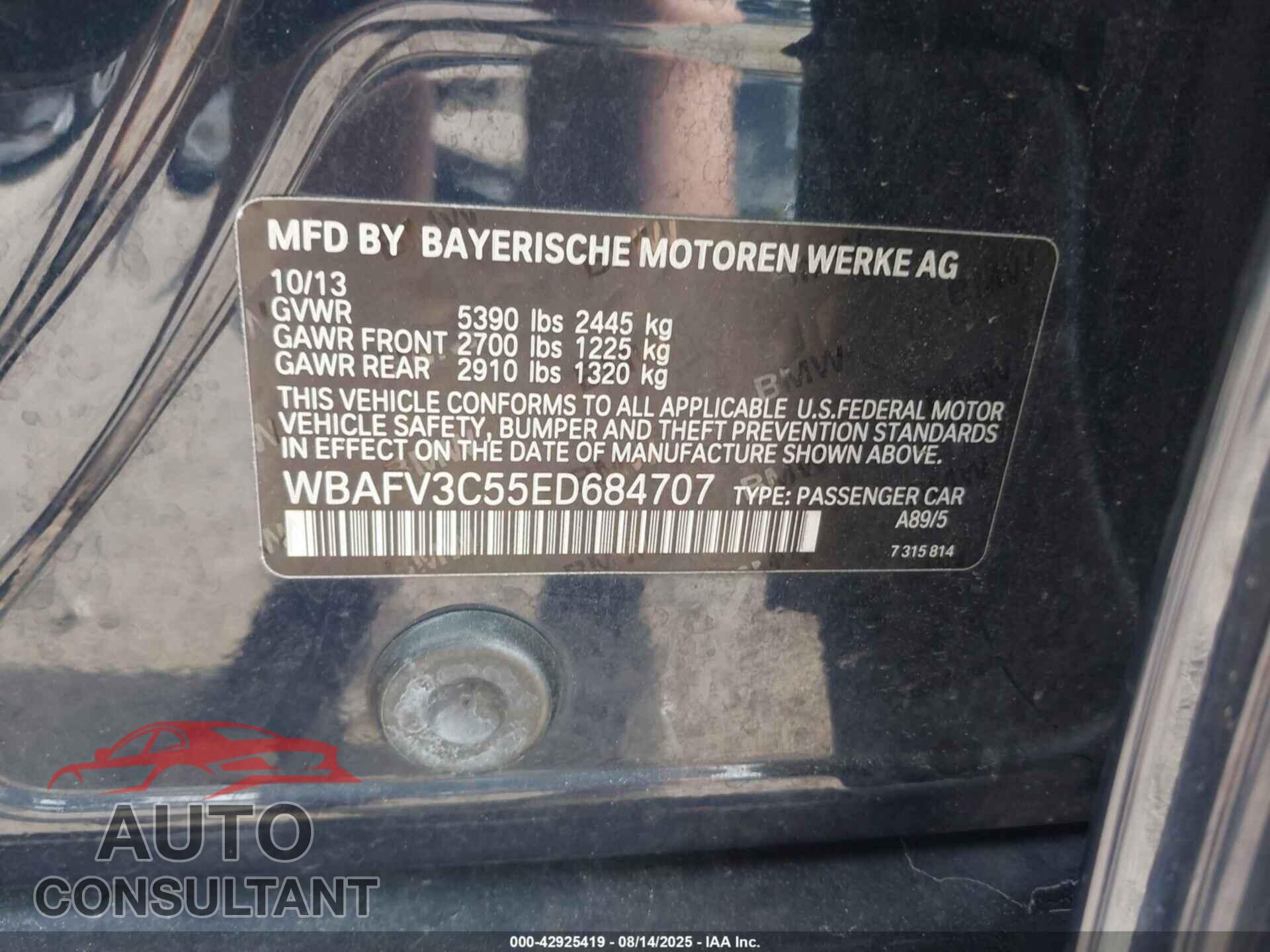 BMW 535D 2014 - WBAFV3C55ED684707