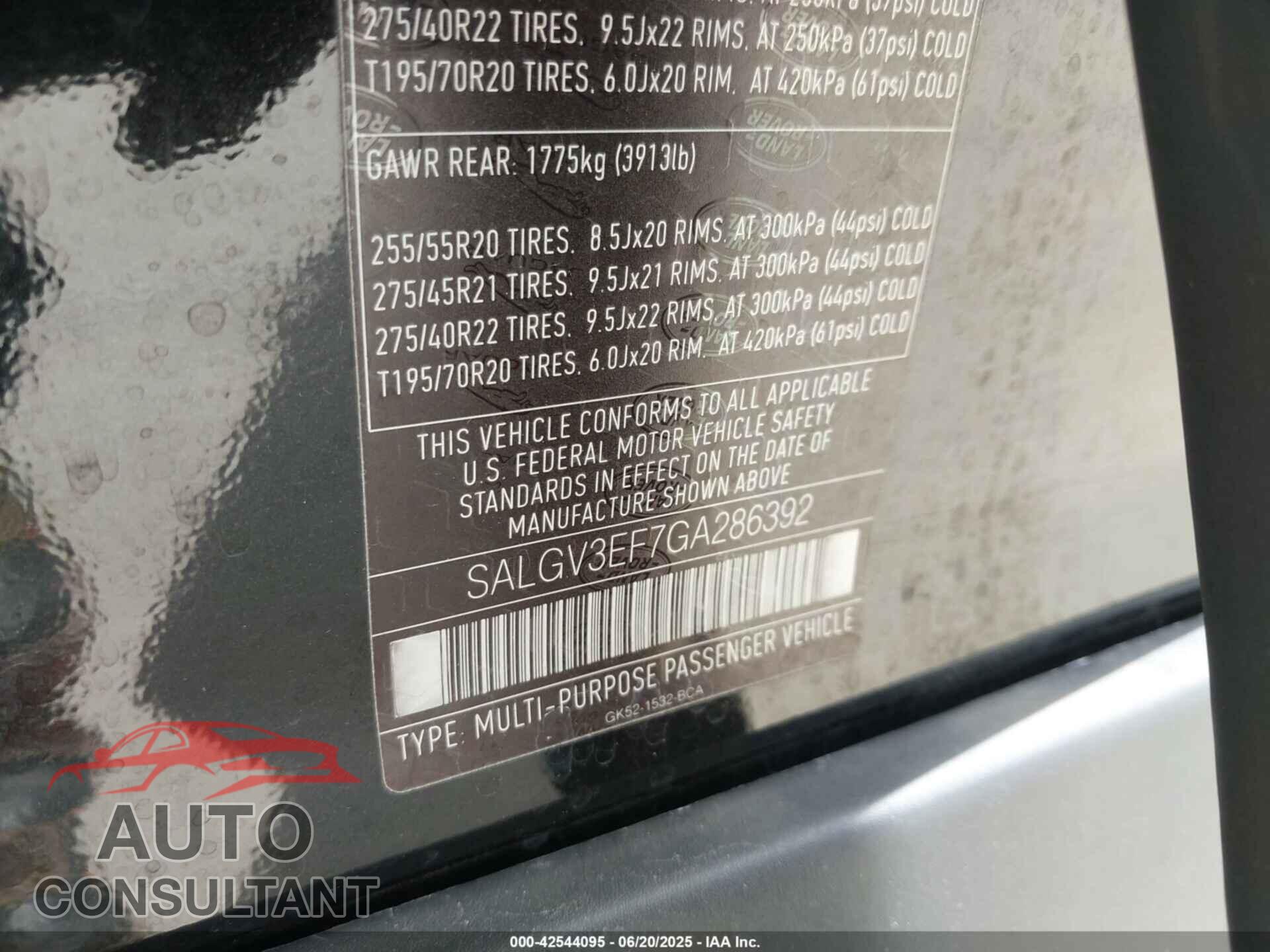 LAND ROVER RANGE ROVER 2016 - SALGV3EF7GA286392