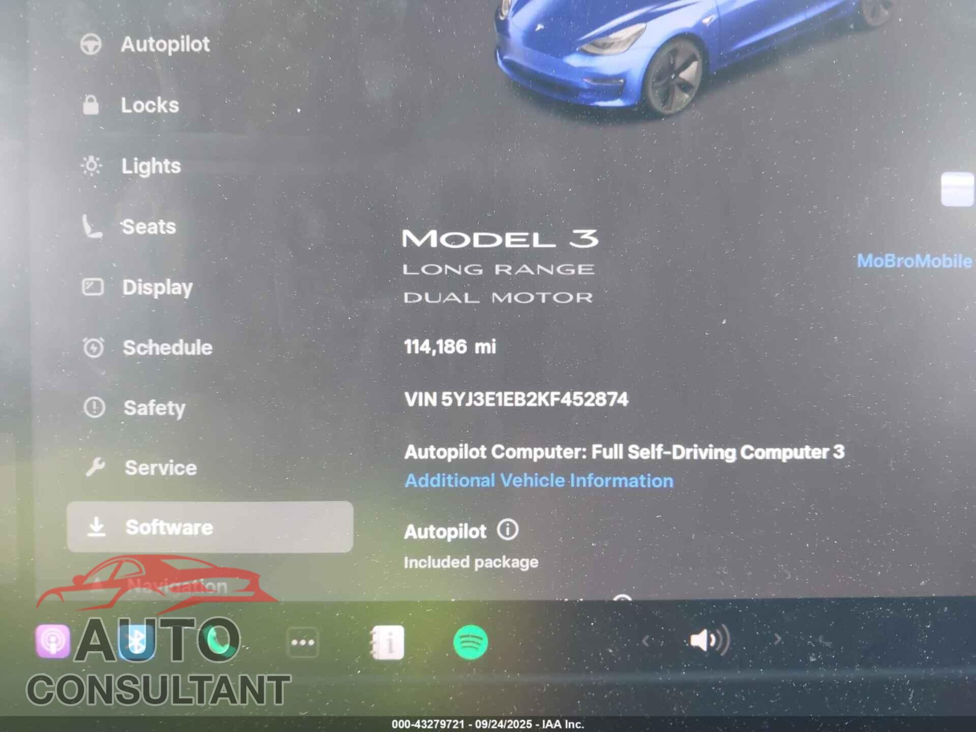TESLA MODEL 3 2019 - 5YJ3E1EB2KF452874