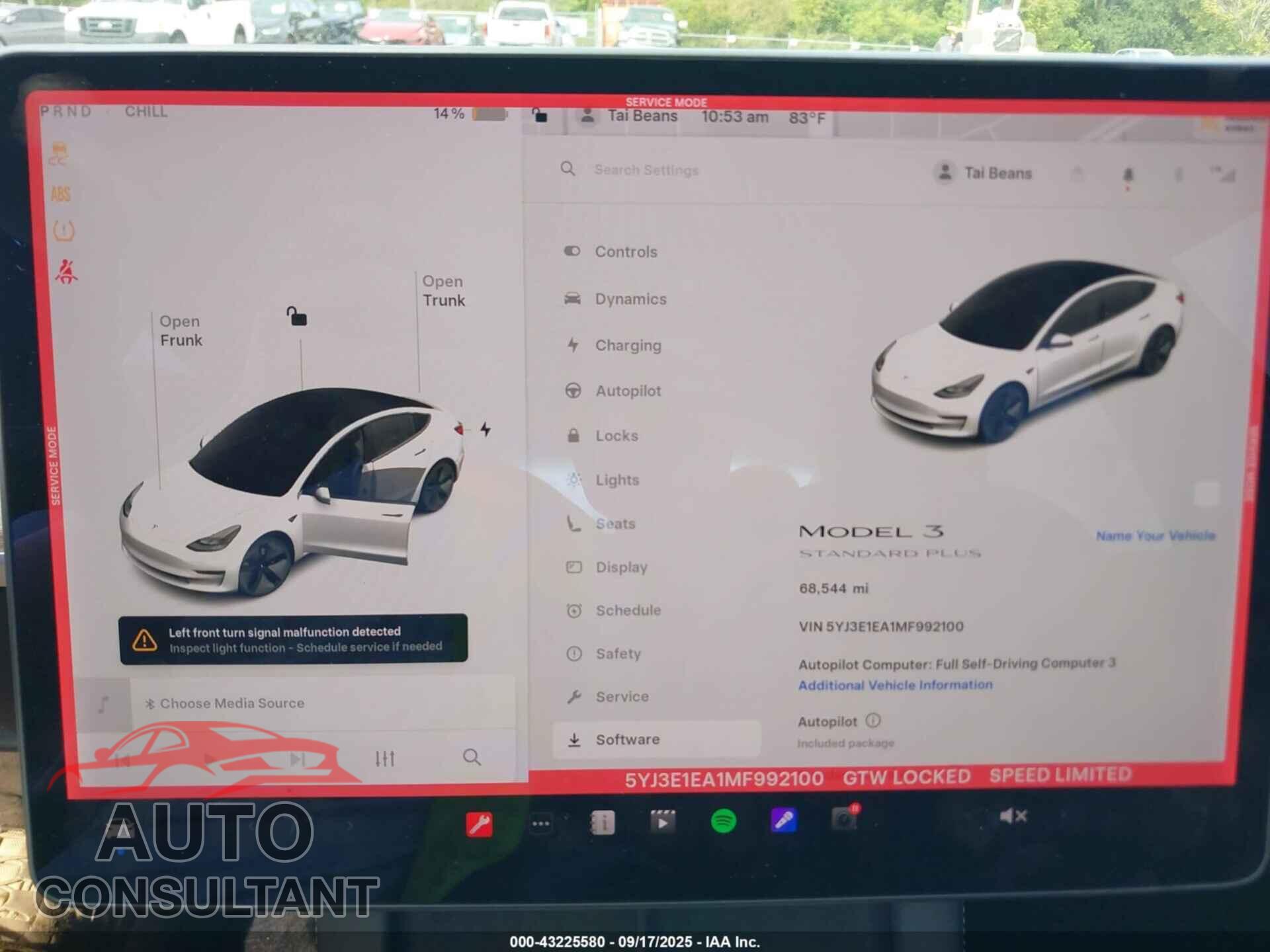 TESLA MODEL 3 2021 - 5YJ3E1EA1MF992100