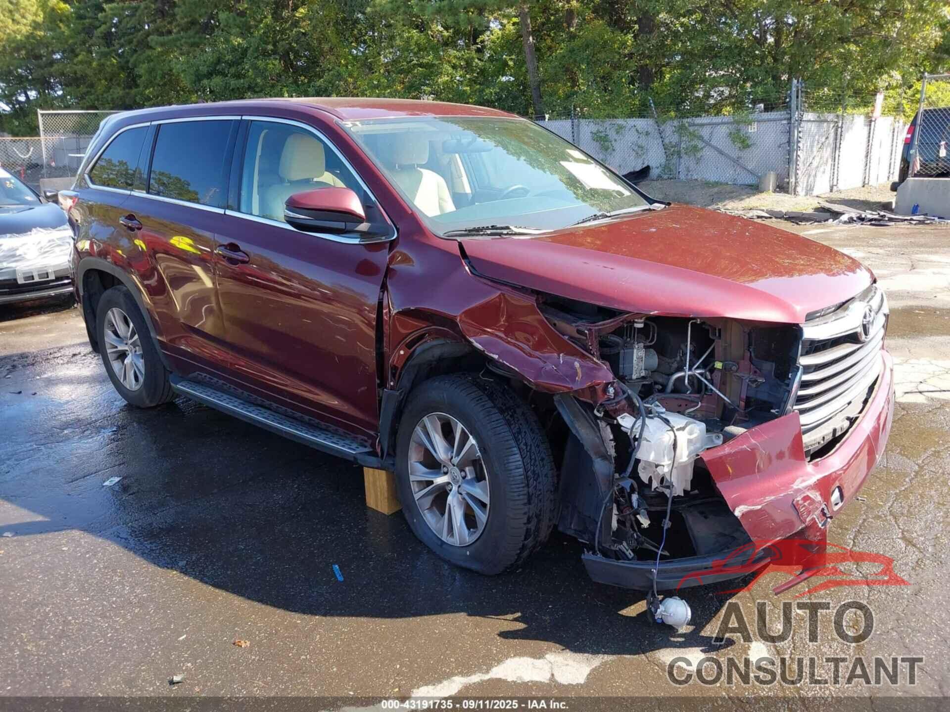 TOYOTA HIGHLANDER 2014 - 5TDBKRFHXES051031