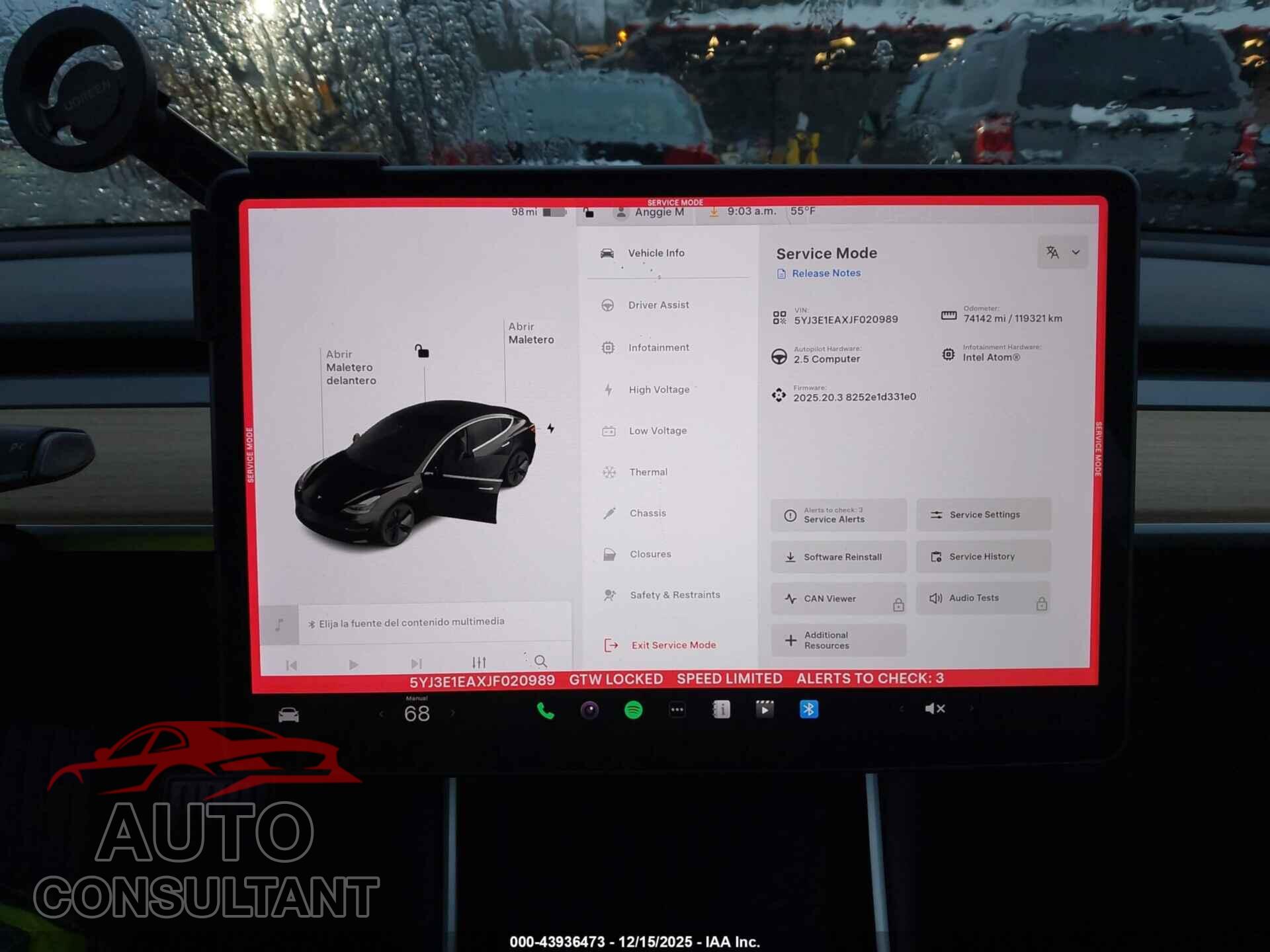 TESLA MODEL 3 2018 - 5YJ3E1EAXJF020989