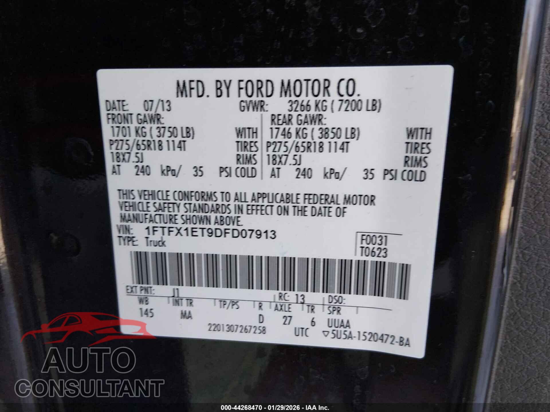 FORD F-150 2013 - 1FTFX1ET9DFD07913