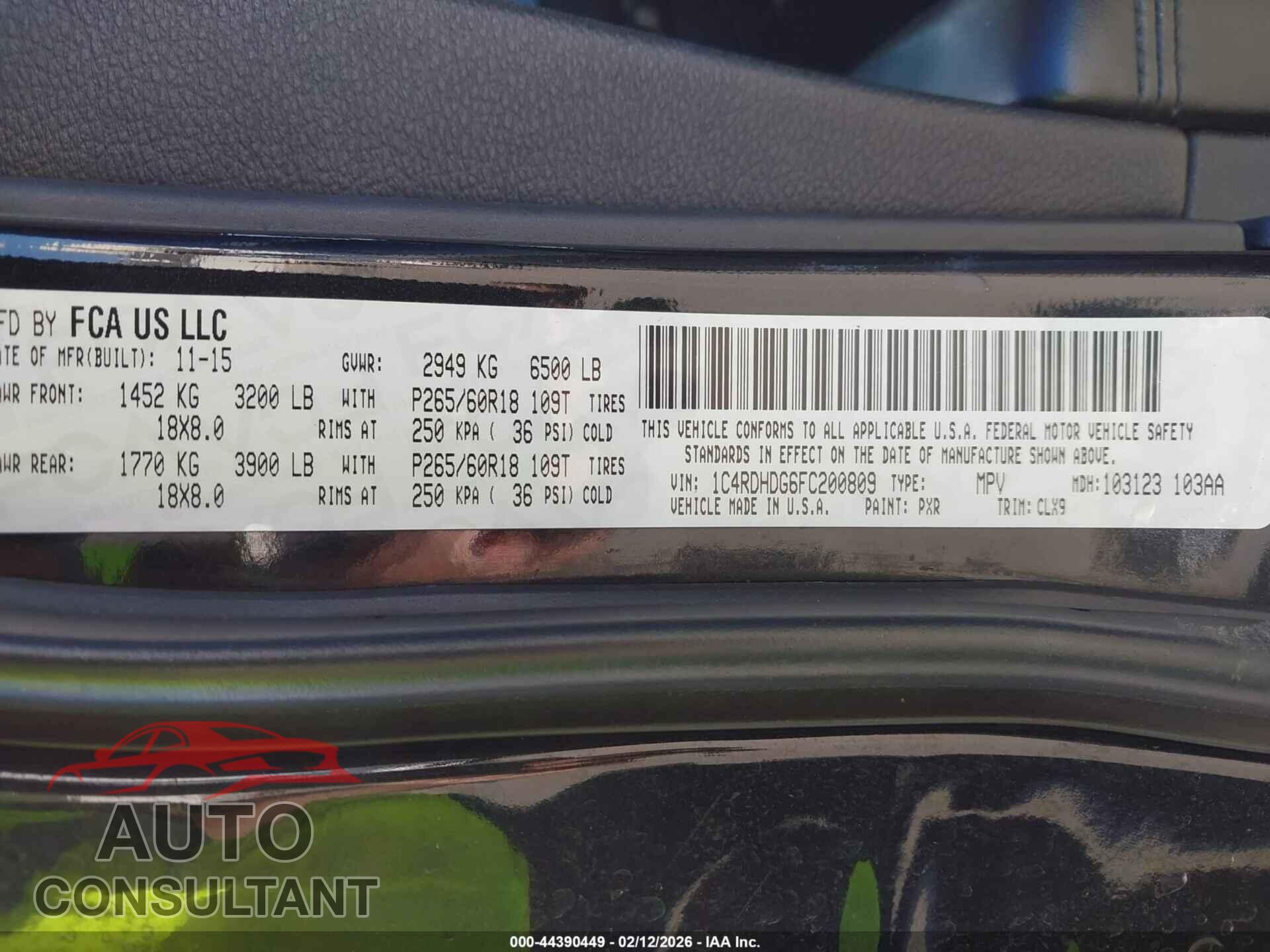DODGE DURANGO 2015 - 1C4RDHDG6FC200809