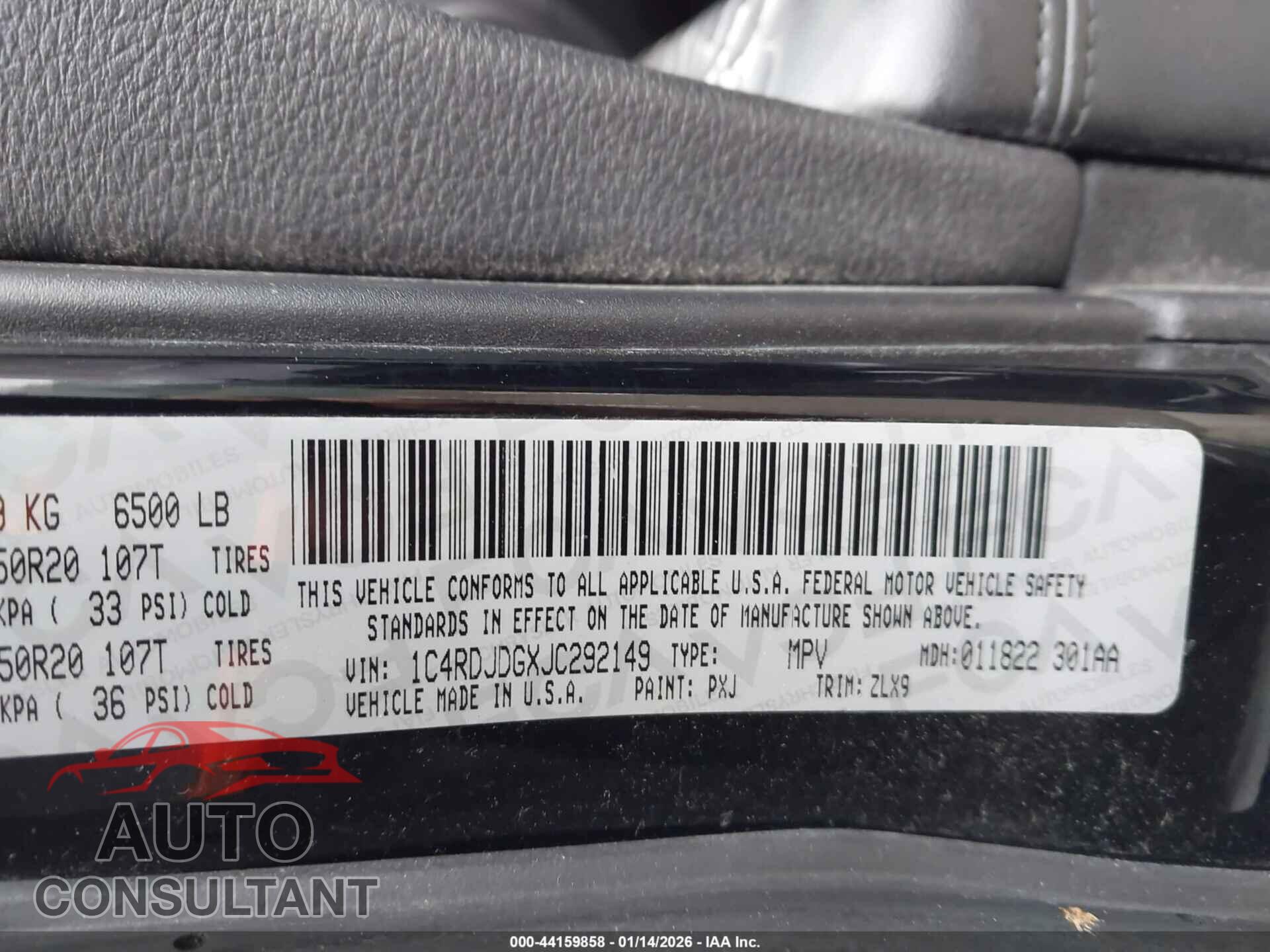 DODGE DURANGO 2018 - 1C4RDJDGXJC292149