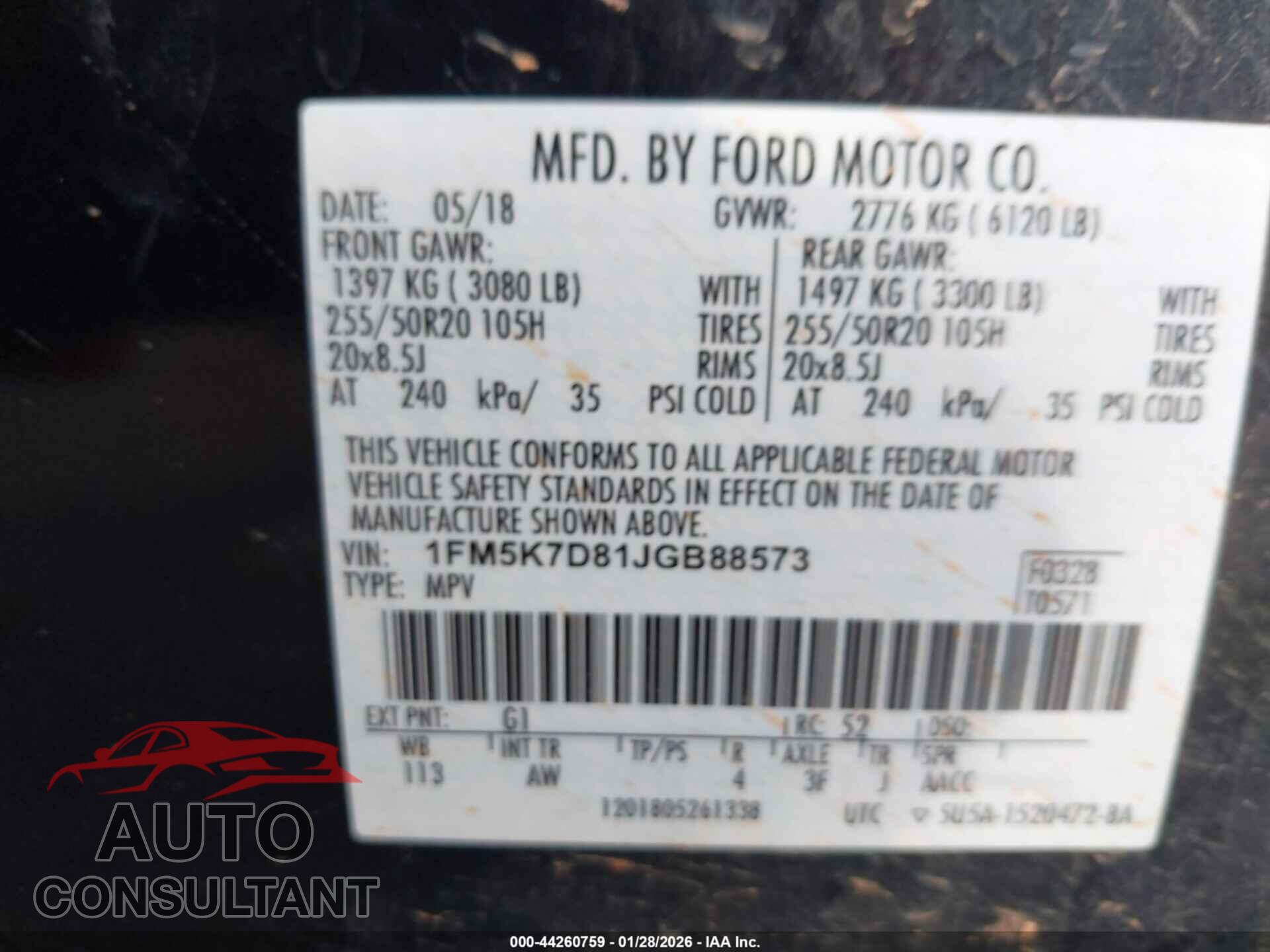 FORD EXPLORER 2018 - 1FM5K7D81JGB88573