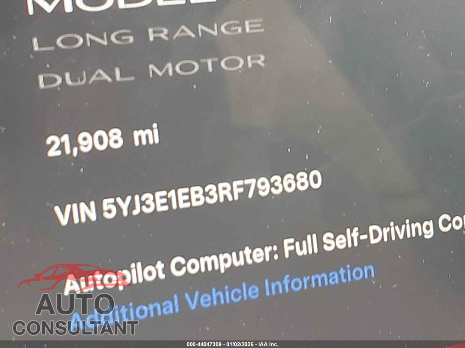 TESLA MODEL 3 2024 - 5YJ3E1EB3RF793680