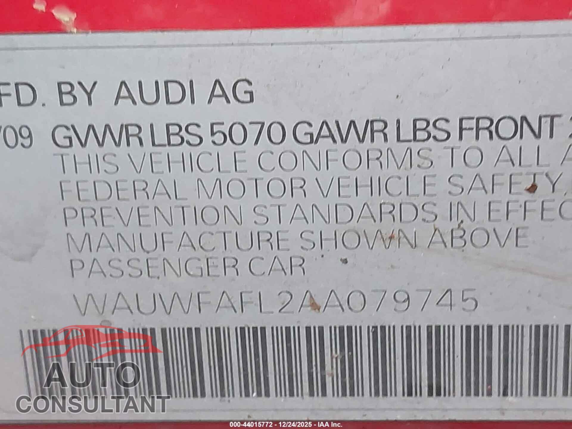 AUDI A4 2010 - WAUWFAFL2AA079745