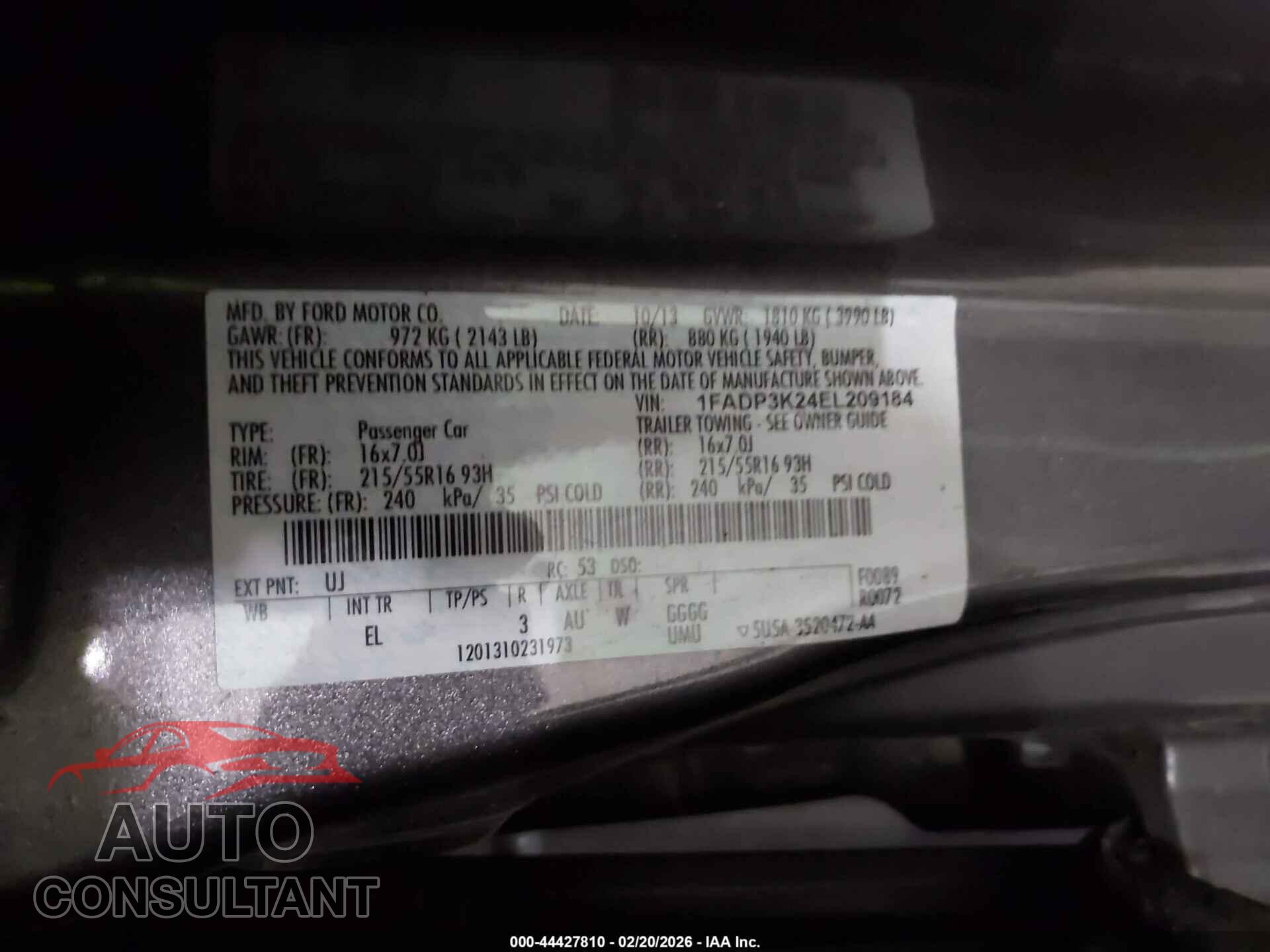 FORD FOCUS 2014 - 1FADP3K24EL209184