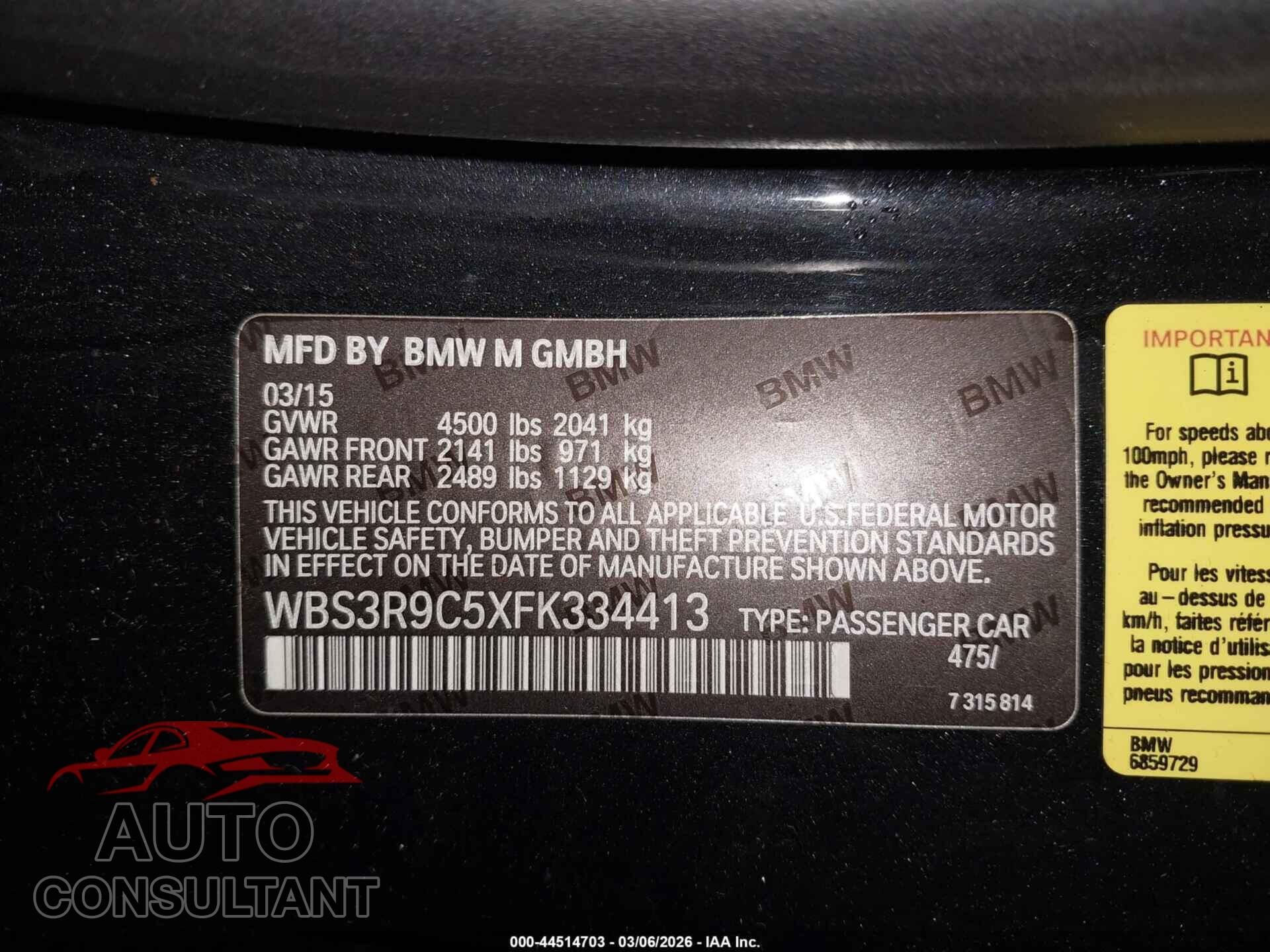 BMW M4 2015 - WBS3R9C5XFK334413