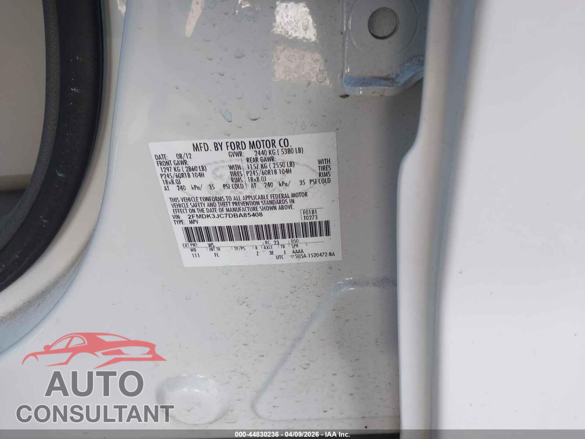 FORD EDGE 2013 - 2FMDK3JC7DBA85408