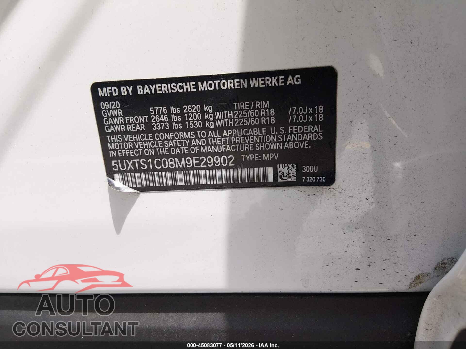 BMW X3 PHEV 2021 - 5UXTS1C08M9E29902