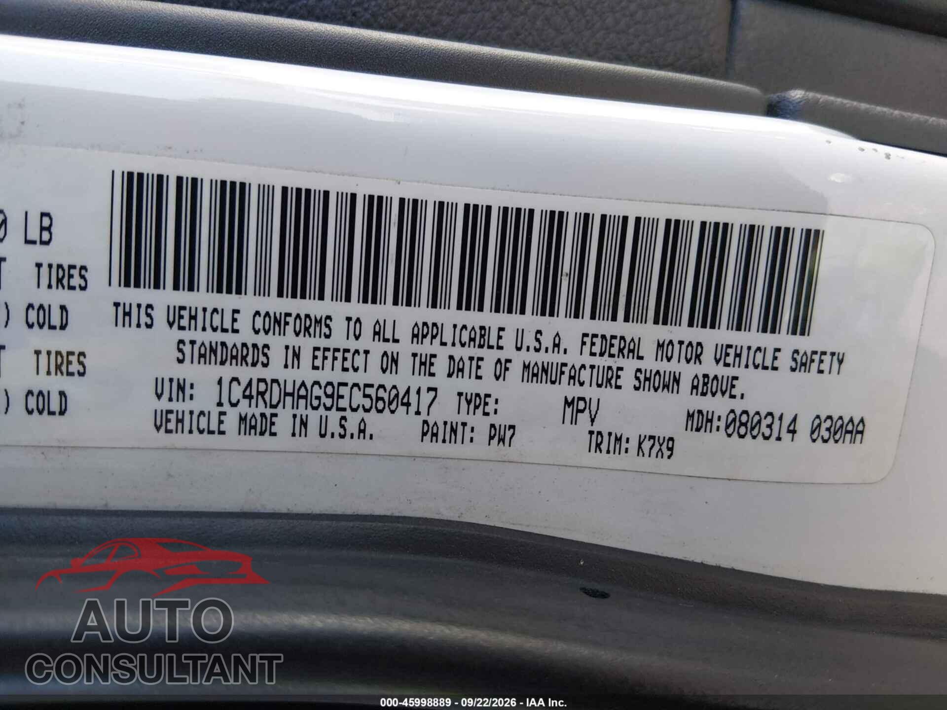 DODGE DURANGO 2014 - 1C4RDHAG9EC560417