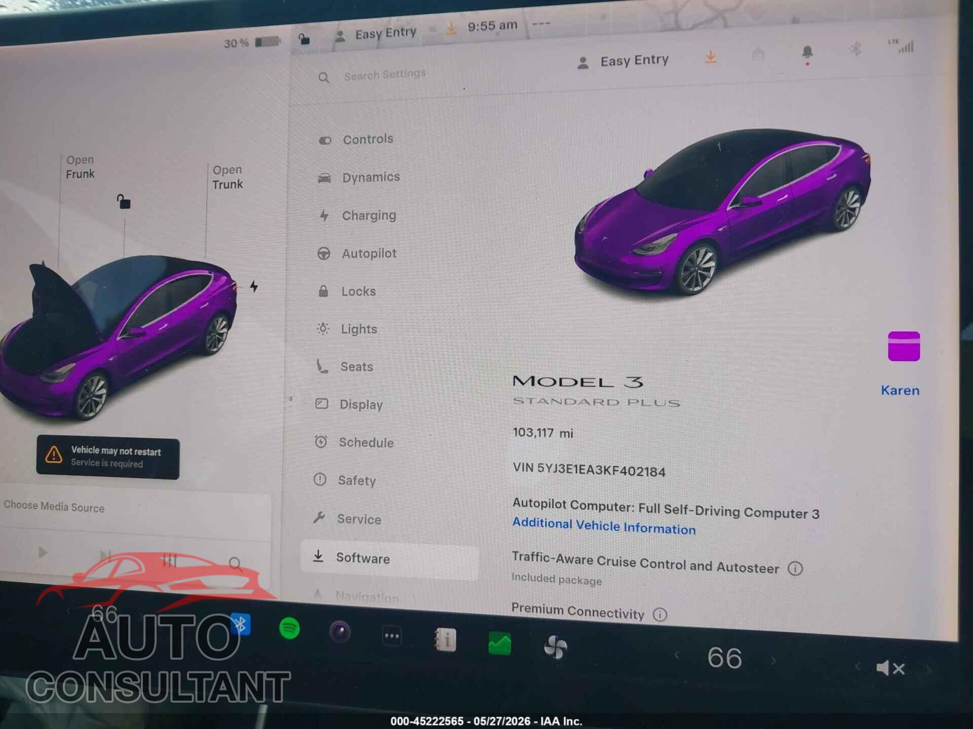 TESLA MODEL 3 2019 - 5YJ3E1EA3KF402184
