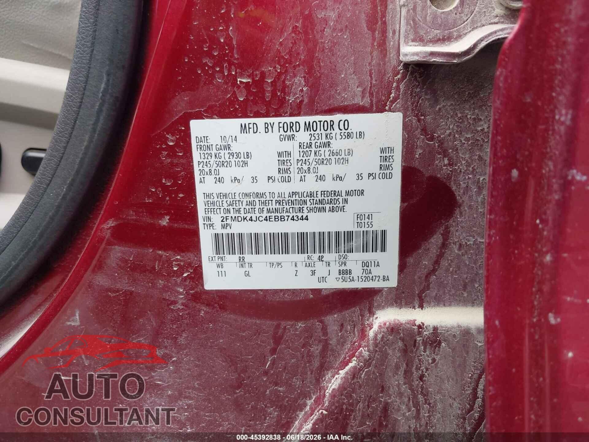FORD EDGE 2014 - 2FMDK4JC4EBB74344