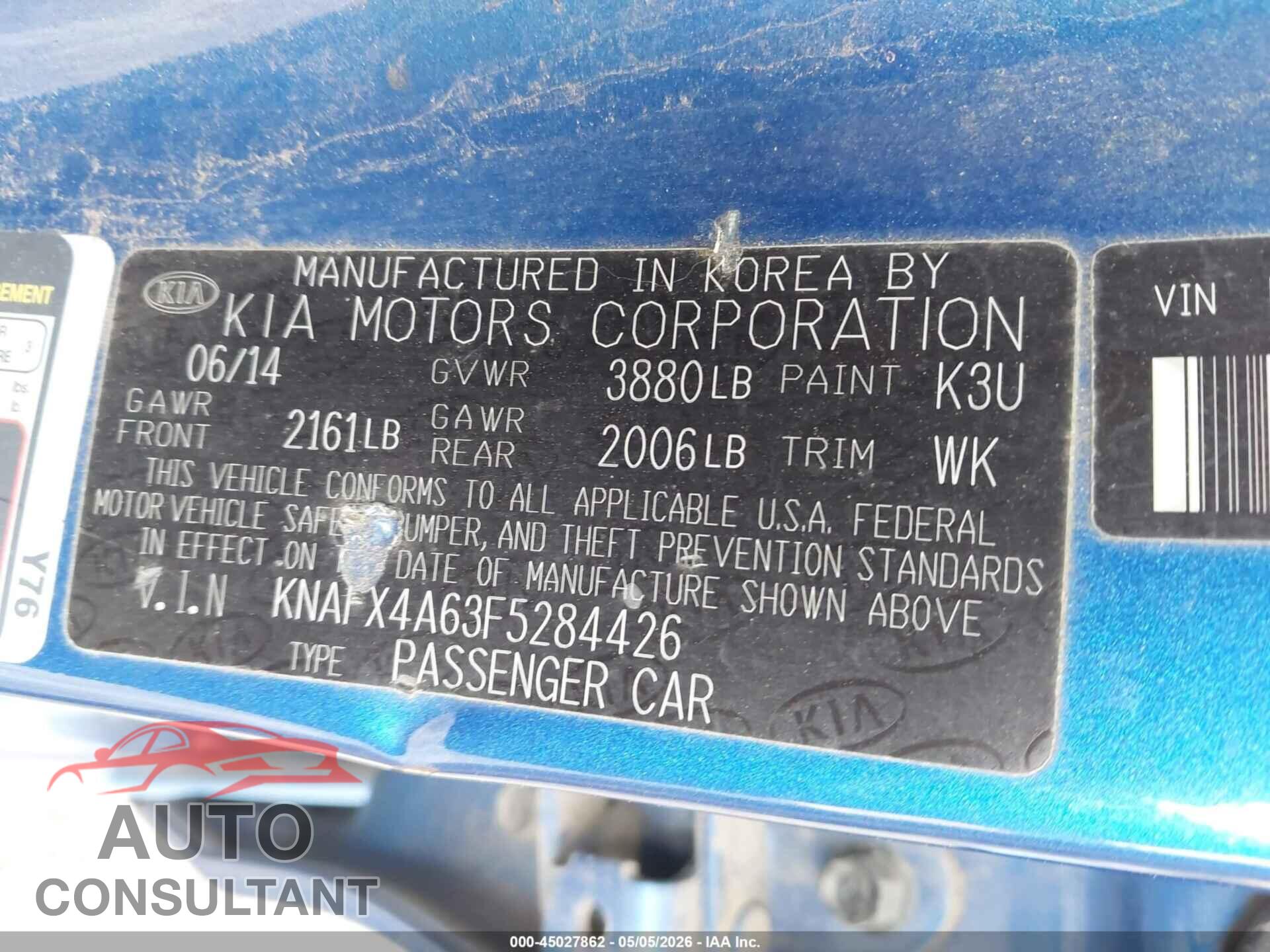 KIA FORTE 2015 - KNAFX4A63F5284426