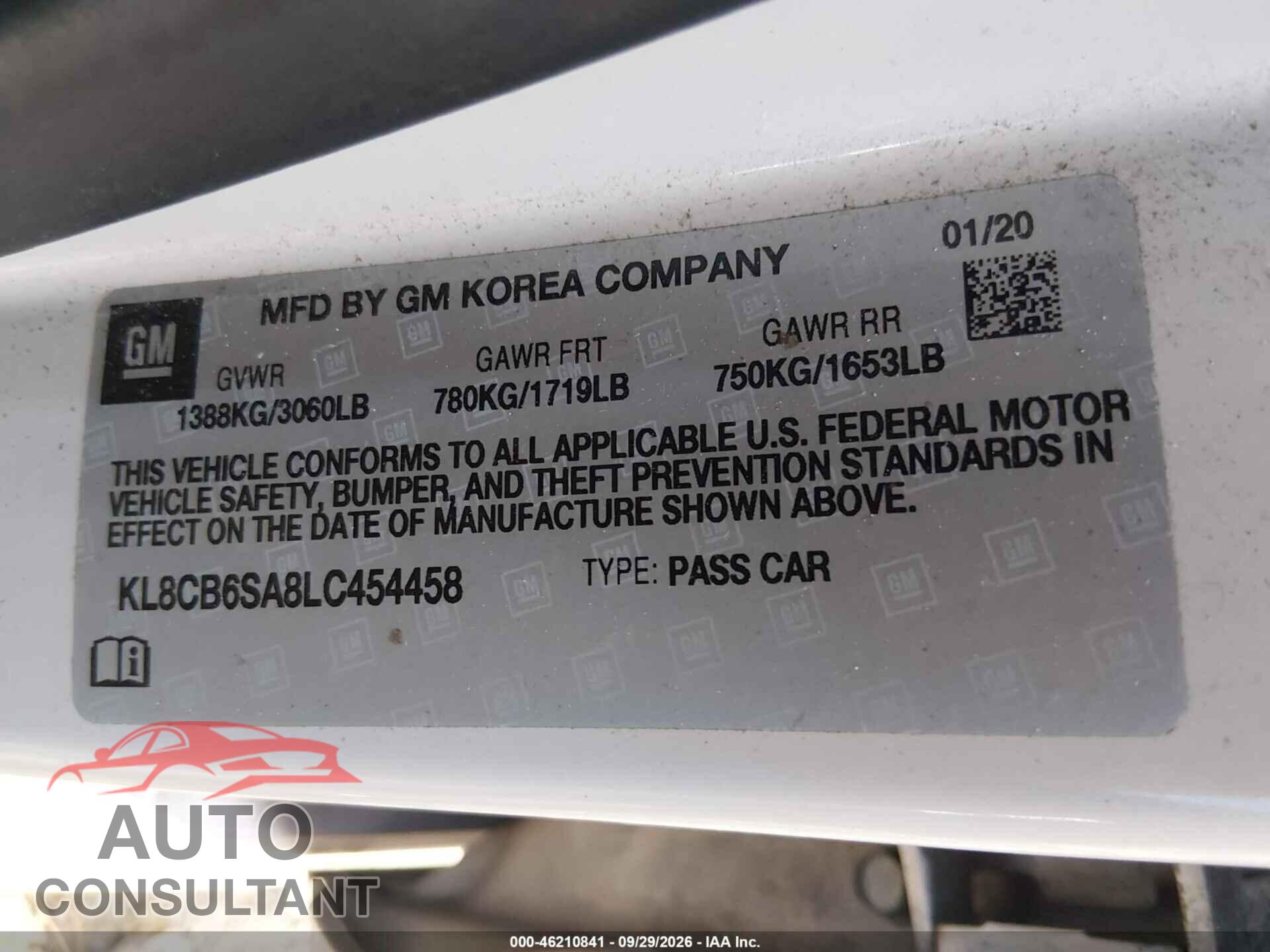 CHEVROLET SPARK 2020 - KL8CB6SA8LC454458