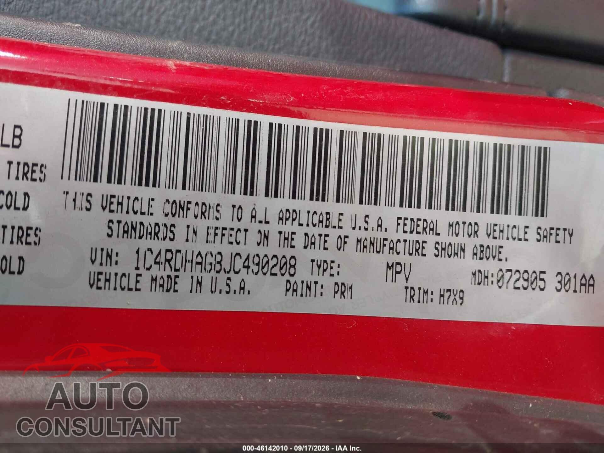 DODGE DURANGO 2018 - 1C4RDHAG8JC490208