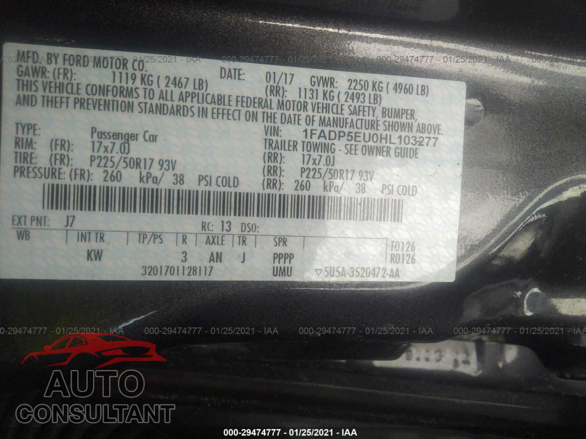 FORD C-MAX ENERGI 2017 - 1FADP5EU0HL103277
