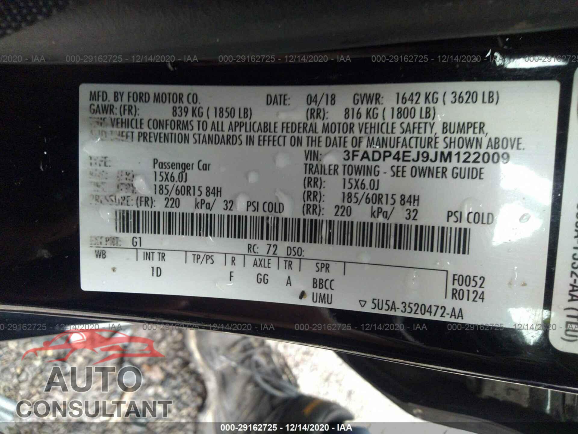 FORD FIESTA 2018 - 3FADP4EJ9JM122009
