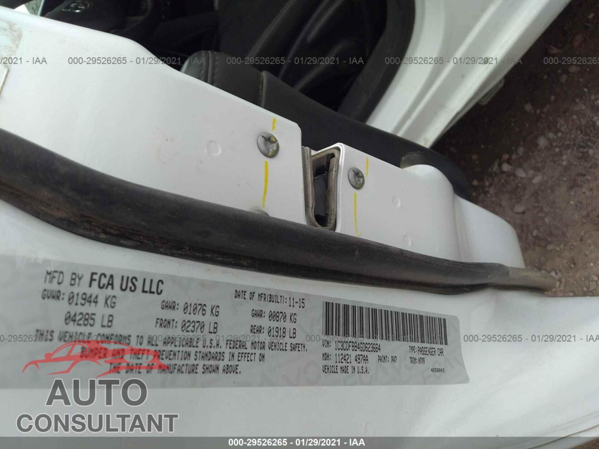 DODGE DART 2016 - 1C3CDFBB4GD623664