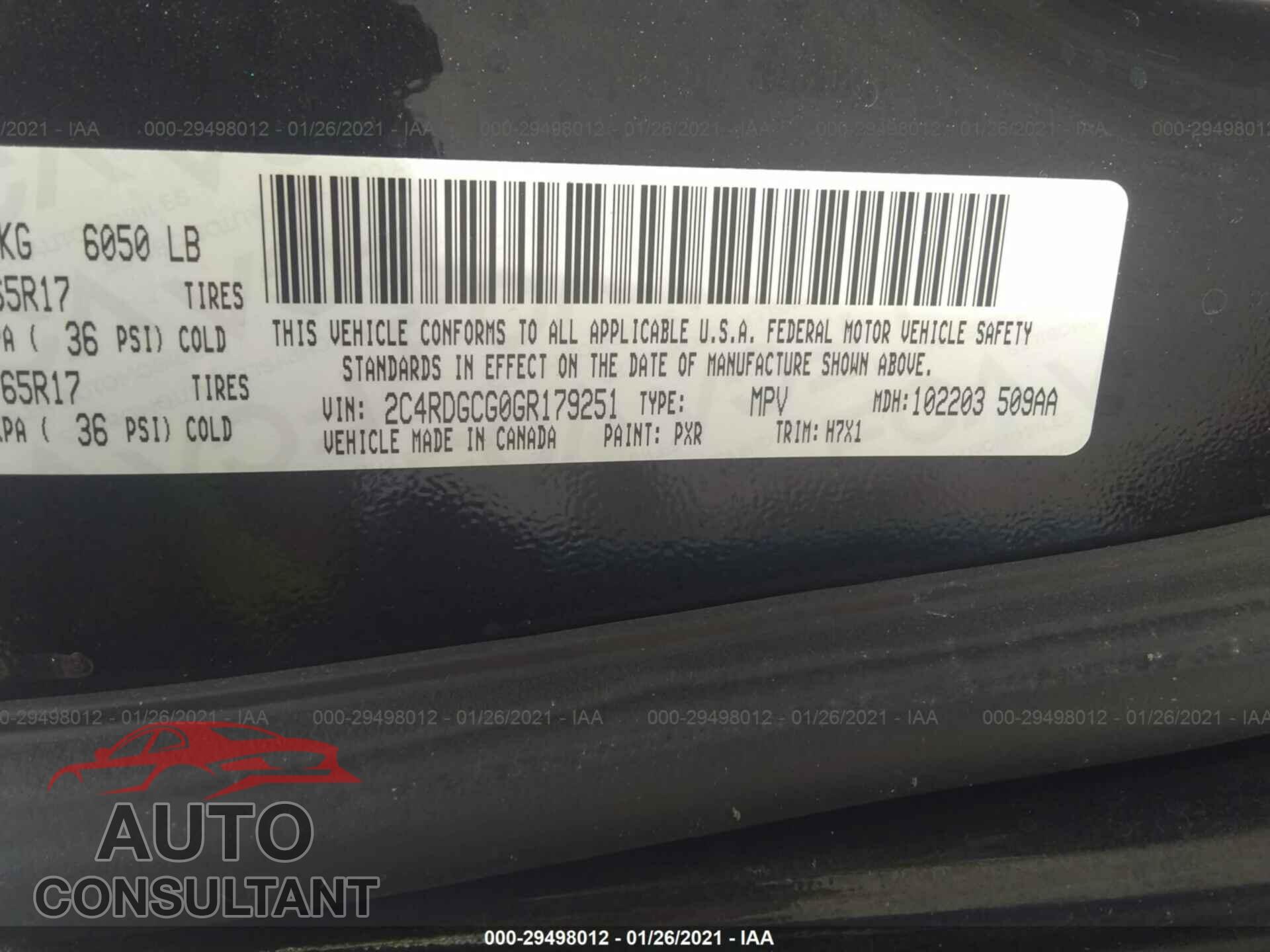 DODGE GRAND CARAVAN 2016 - 2C4RDGCG0GR179251