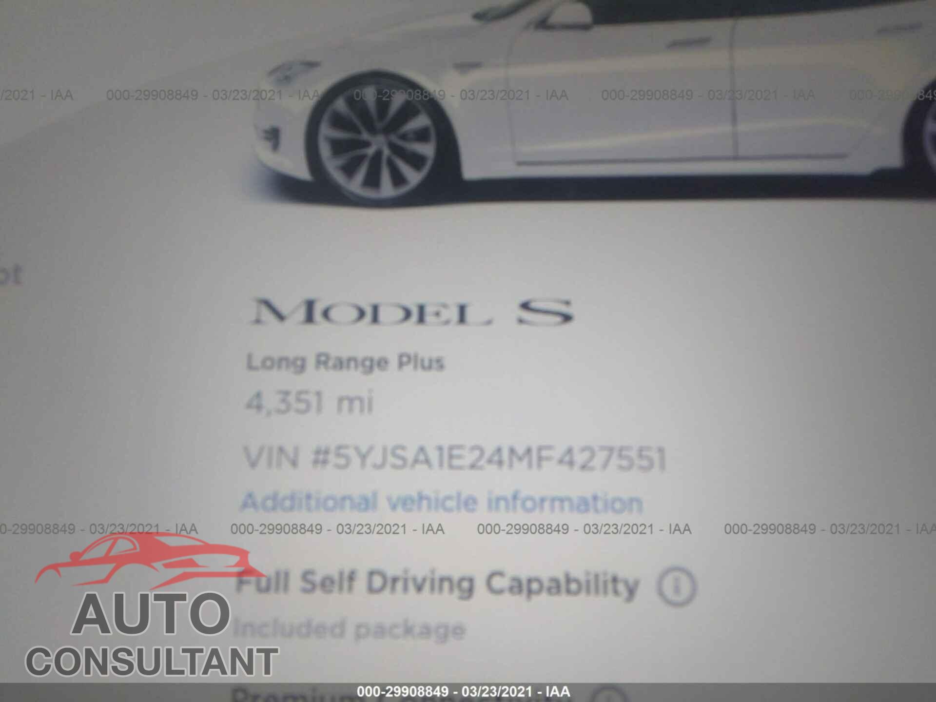 TESLA MODEL S 2021 - 5YJSA1E24MF427551