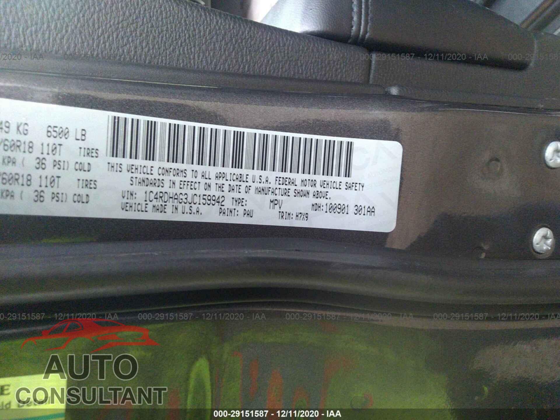 DODGE DURANGO 2018 - 1C4RDHAG3JC159942