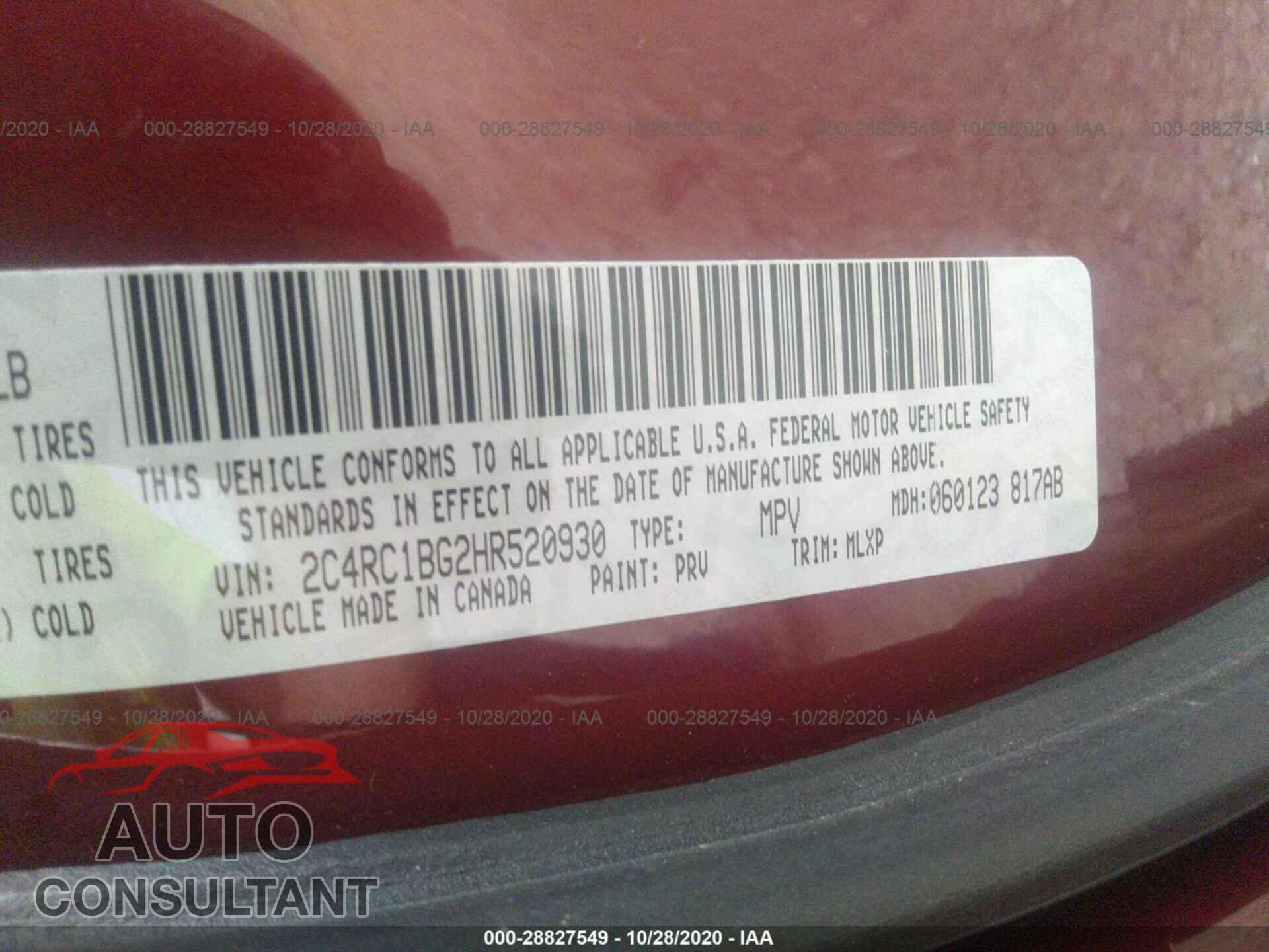 CHRYSLER PACIFICA 2017 - 2C4RC1BG2HR520930