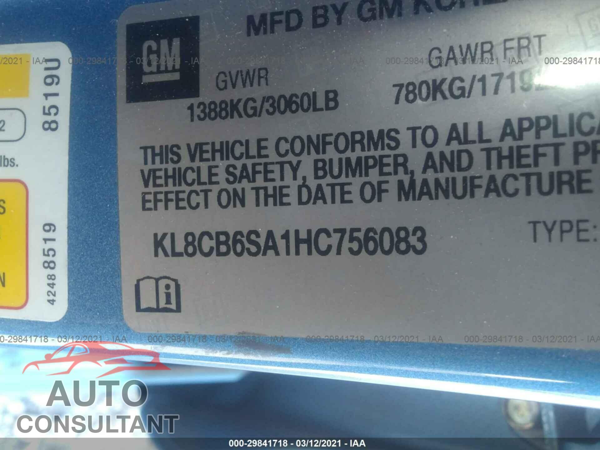 CHEVROLET SPARK 2017 - KL8CB6SA1HC756083