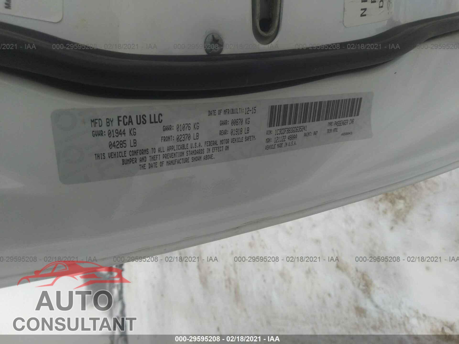 DODGE DART 2016 - 1C3CDFBB3GD635241