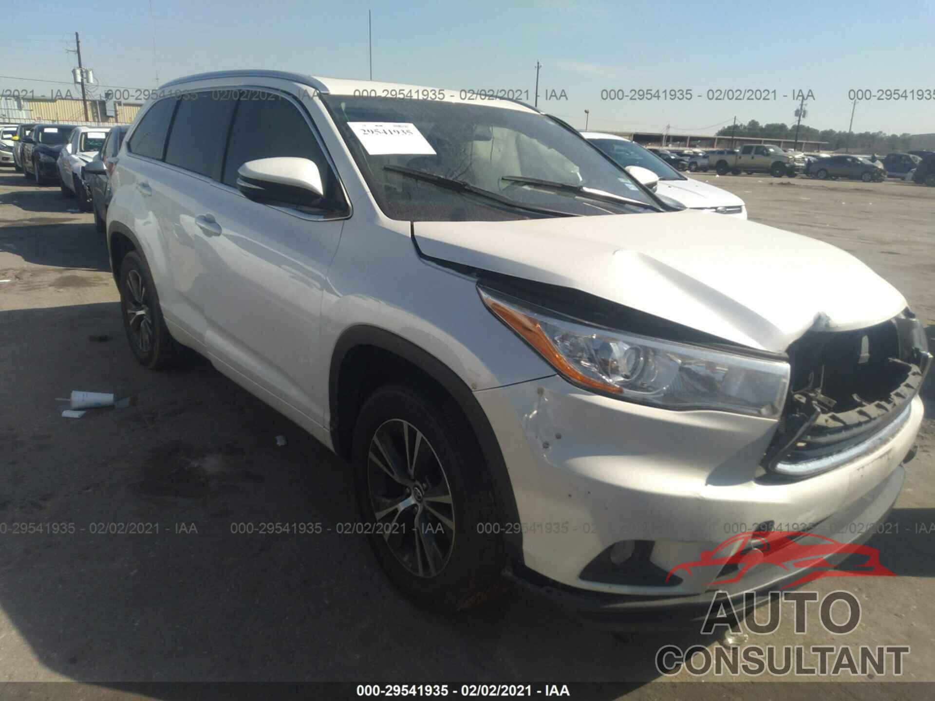 TOYOTA HIGHLANDER 2016 - 5TDKKRFH0GS172797
