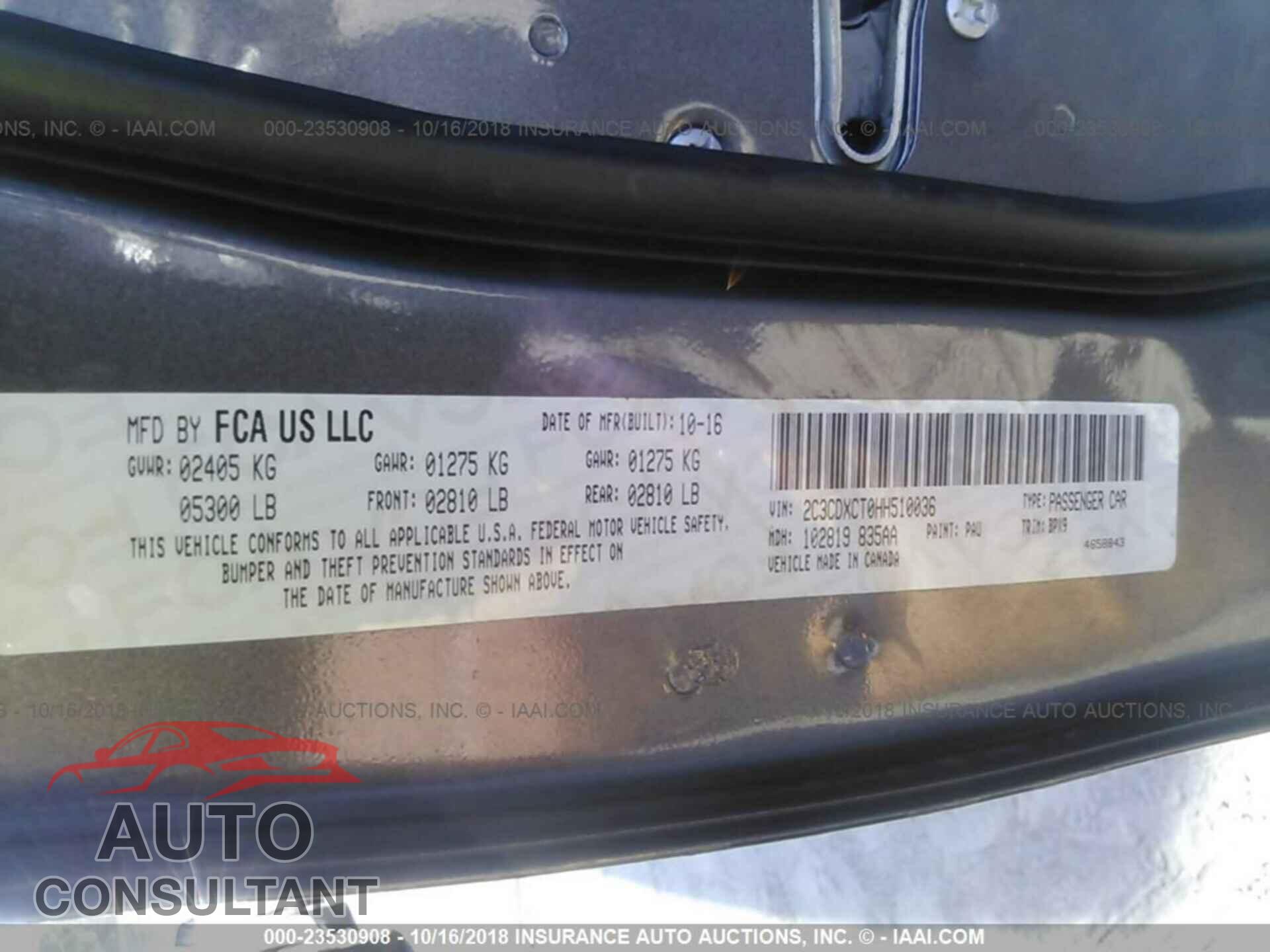 Dodge Charger 2017 - 2C3CDXCT0HH510036