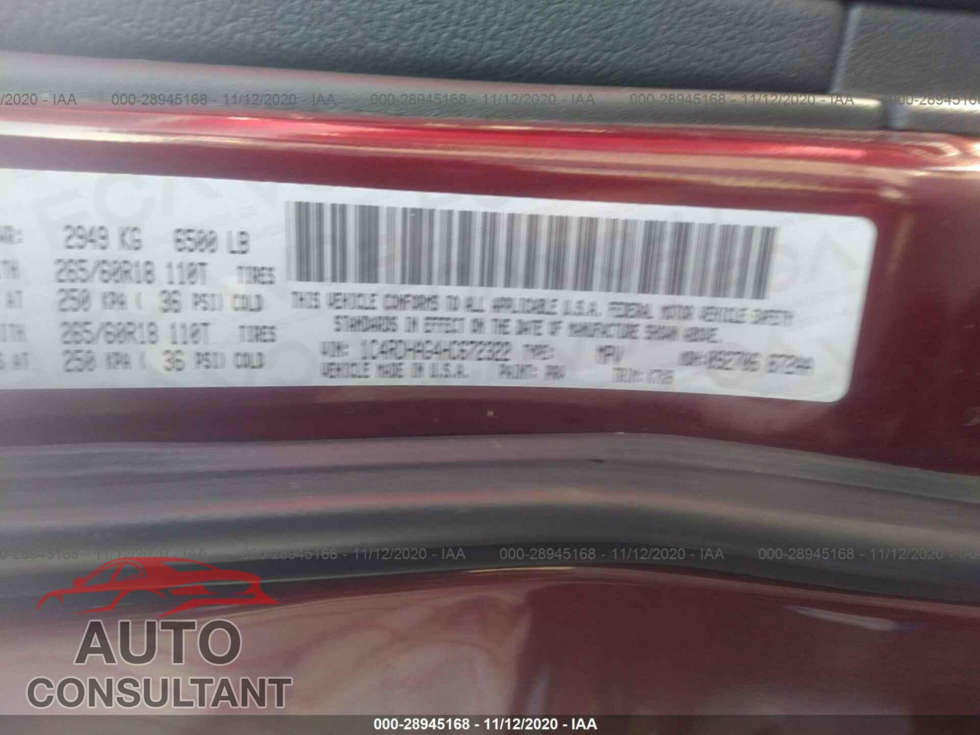 DODGE DURANGO 2017 - 1C4RDHAG4HC672322
