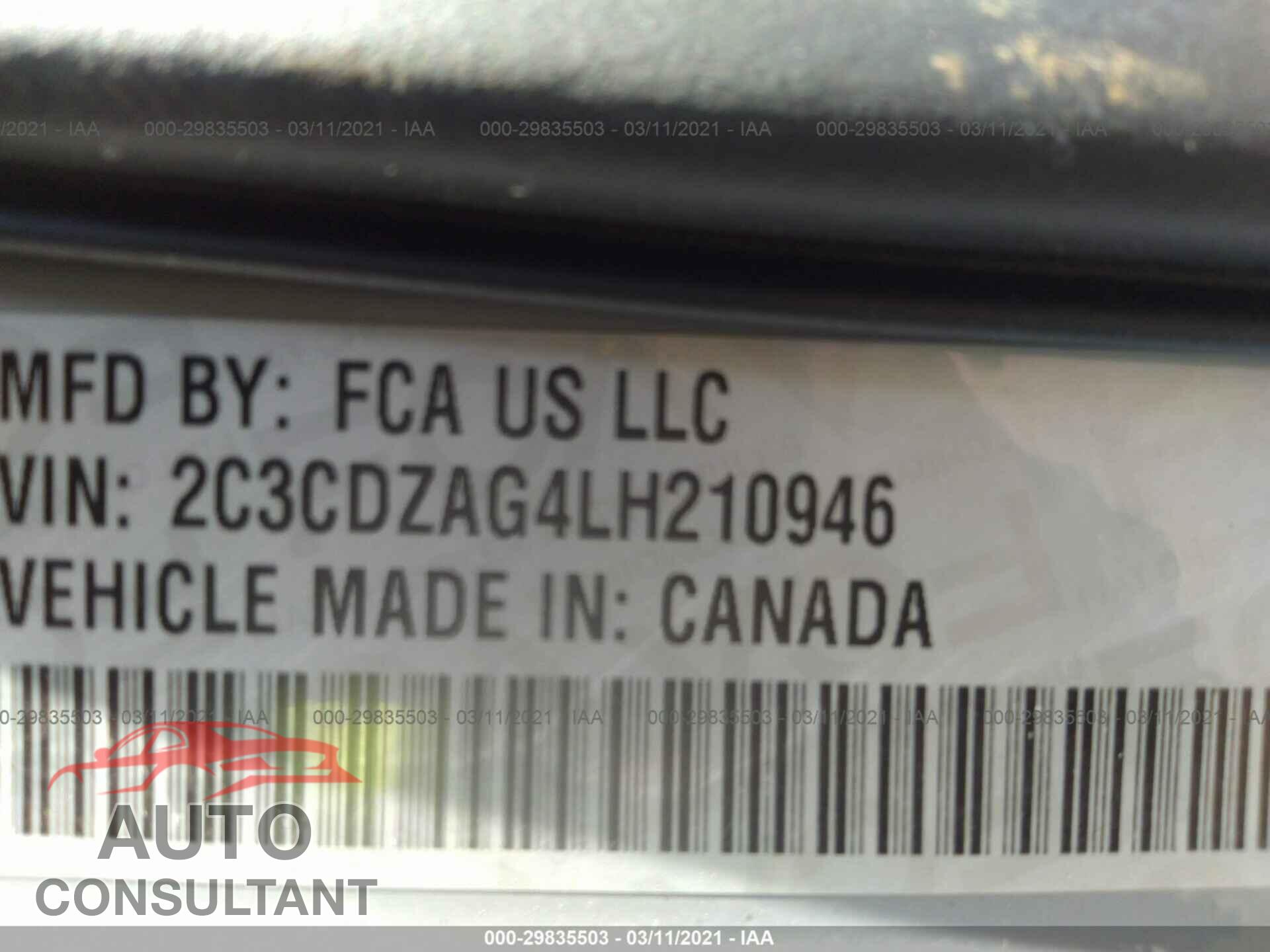 DODGE CHALLENGER 2020 - 2C3CDZAG4LH210946