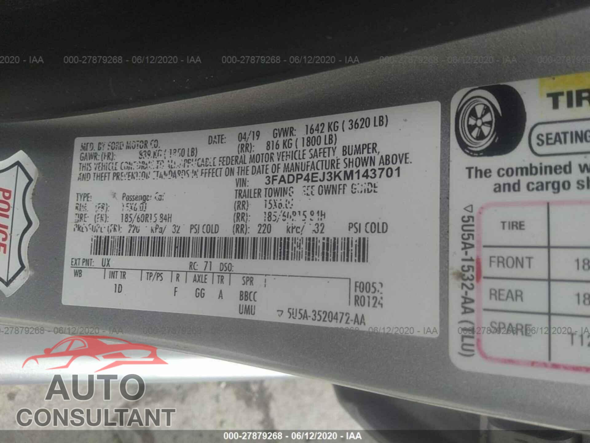 FORD FIESTA 2019 - 3FADP4EJ3KM143701