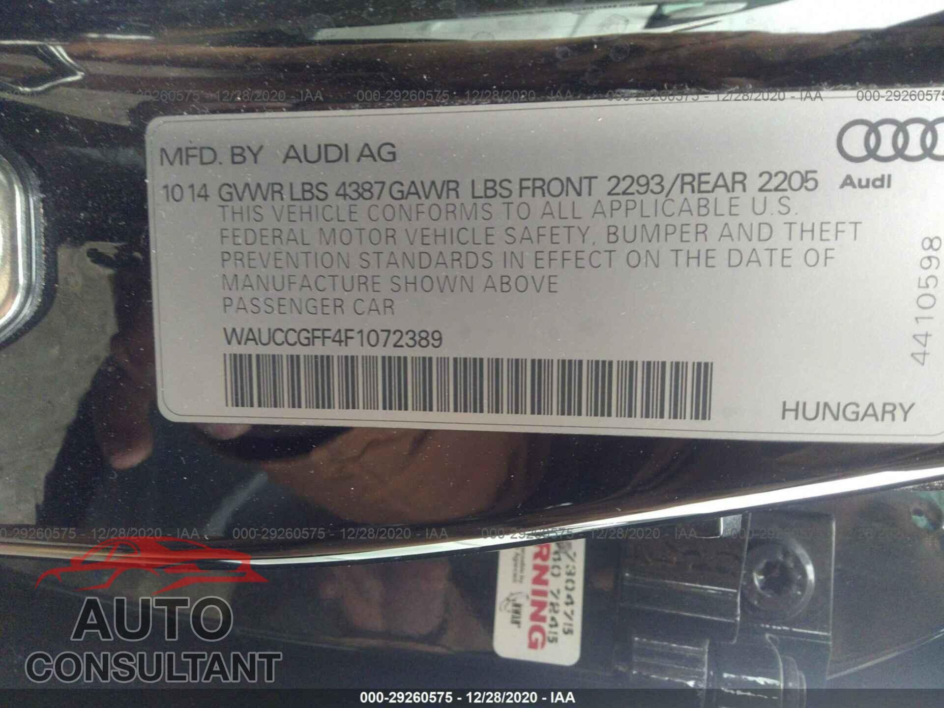 AUDI A3 2015 - WAUCCGFF4F1072389