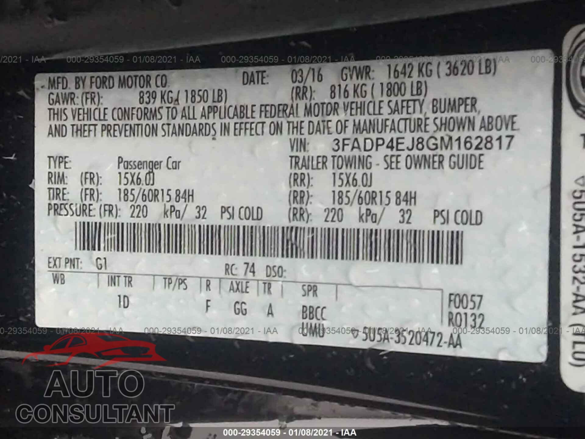 FORD FIESTA 2016 - 3FADP4EJ8GM162817